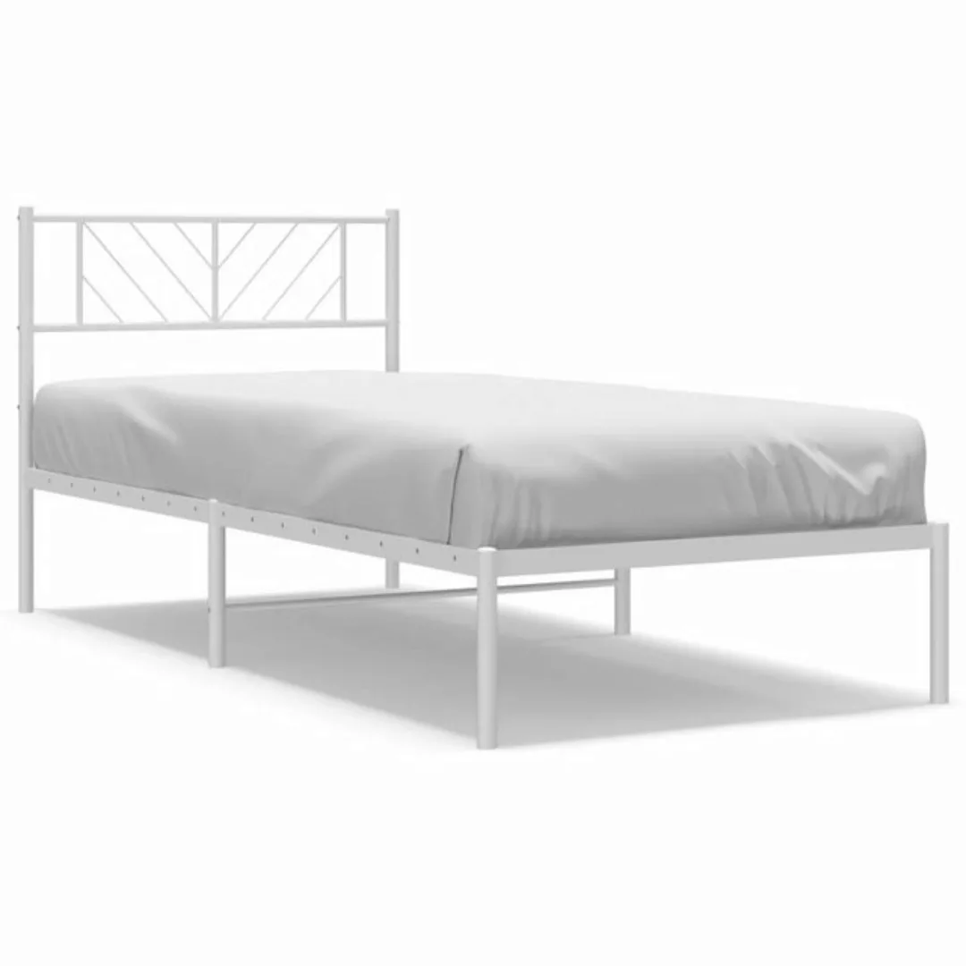 vidaXL Bett Bettgestell mit Kopfteil Metall Weiß 90x190 cm günstig online kaufen