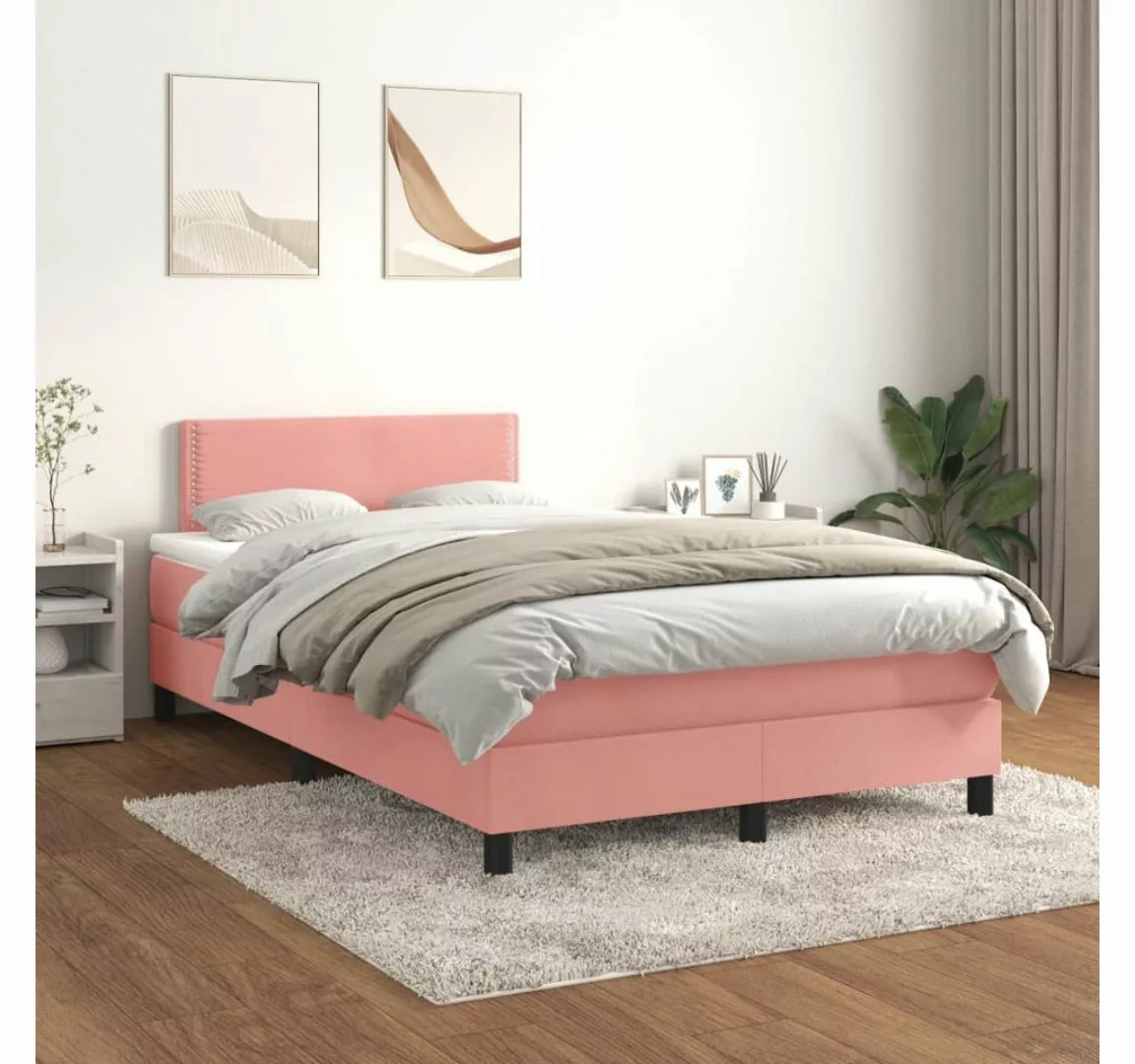 vidaXL Boxspringbett Bett Boxspringbett mit Matratze Samt (120 x 200 cm, Ro günstig online kaufen