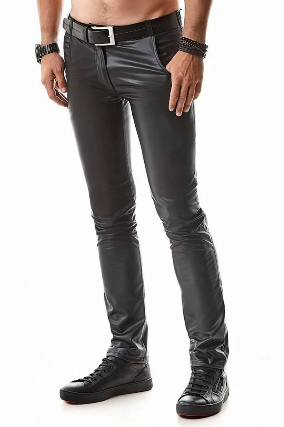 Regnes Fetish Planet Lederimitathose Herren lange Wetlook-Hose RMVincenzo00 günstig online kaufen