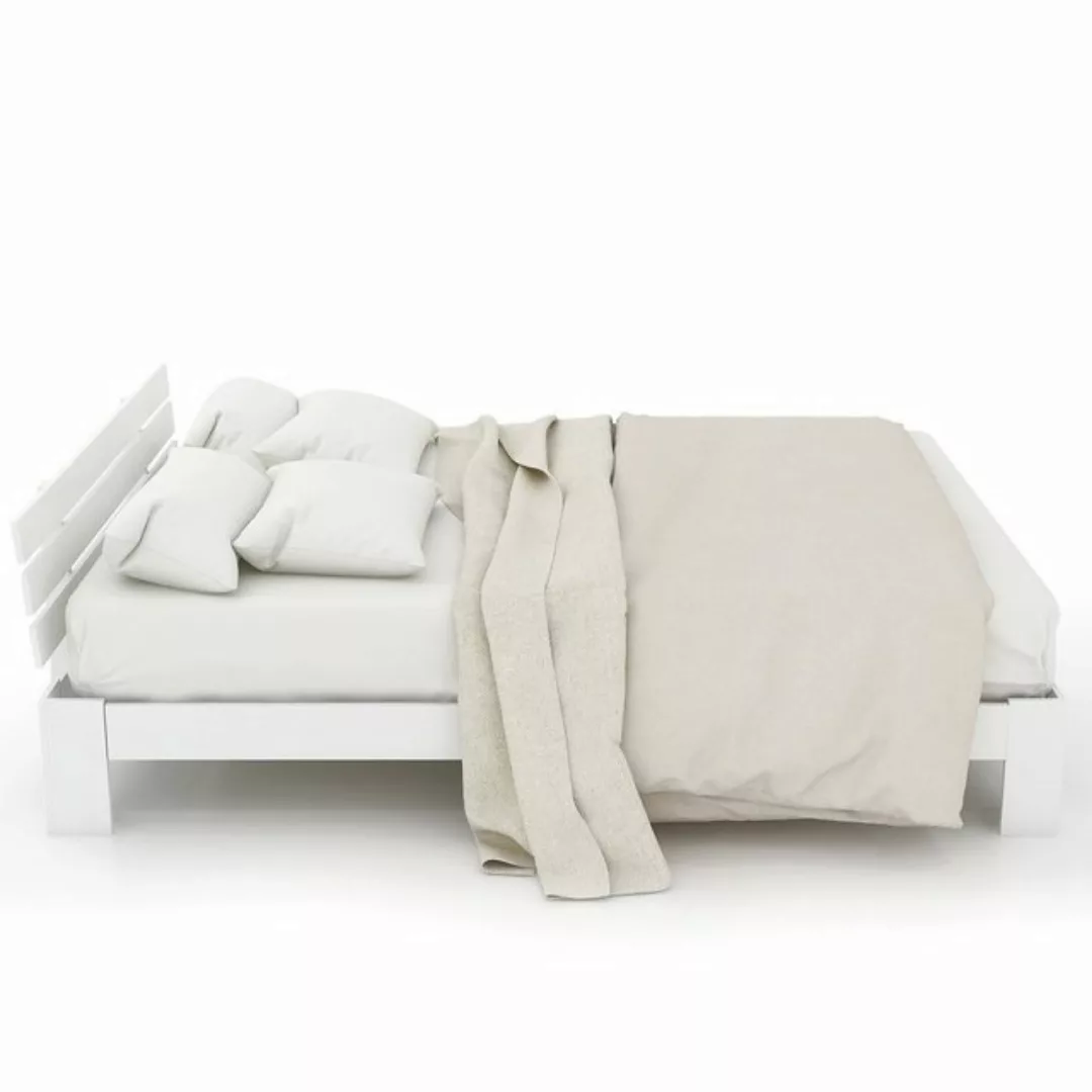 OKWISH Holzbett Doppelbett (mit Kopfteil aus Bettgestell mit Lattenrost, Ma günstig online kaufen
