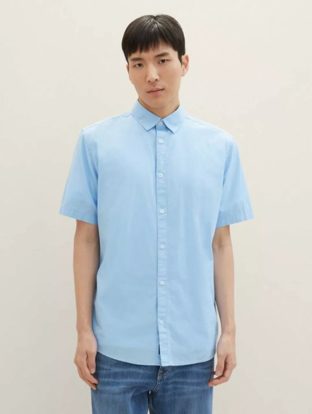 TOM TAILOR Langarmhemd Basic Kurzarmhemd aus Popeline günstig online kaufen
