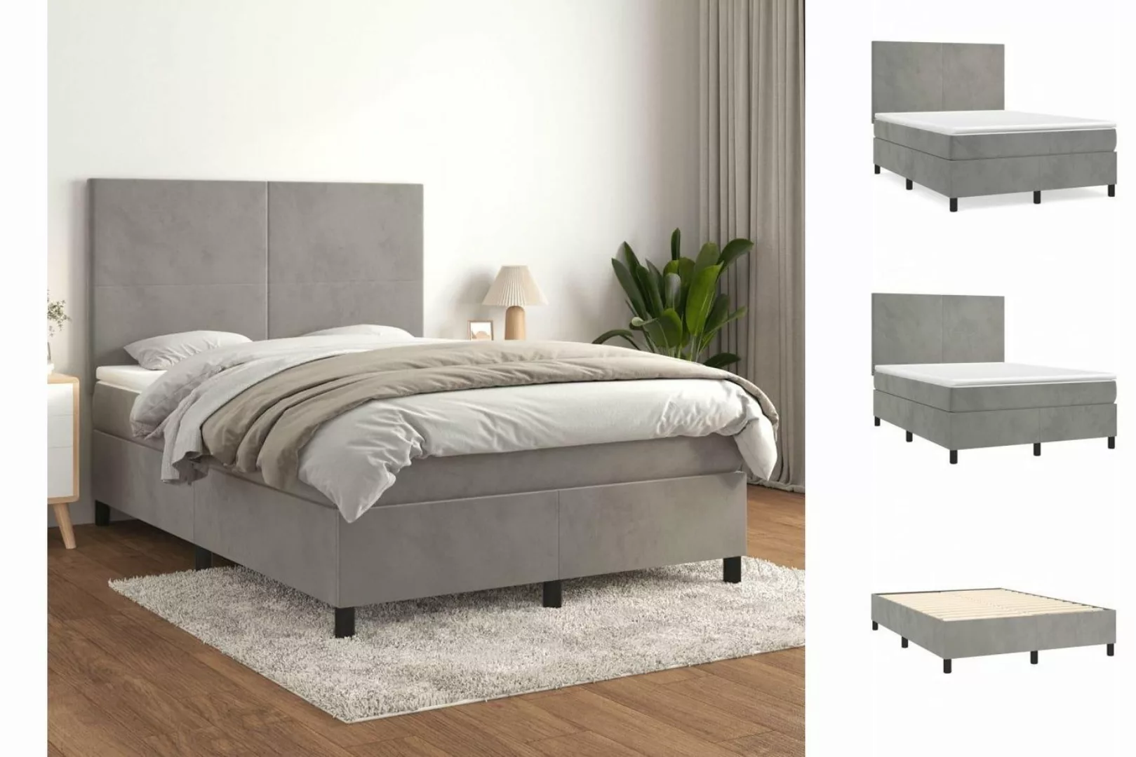 vidaXL Boxspringbett Bett Boxspringbett mit Matratze komplett Samt (140 x 2 günstig online kaufen