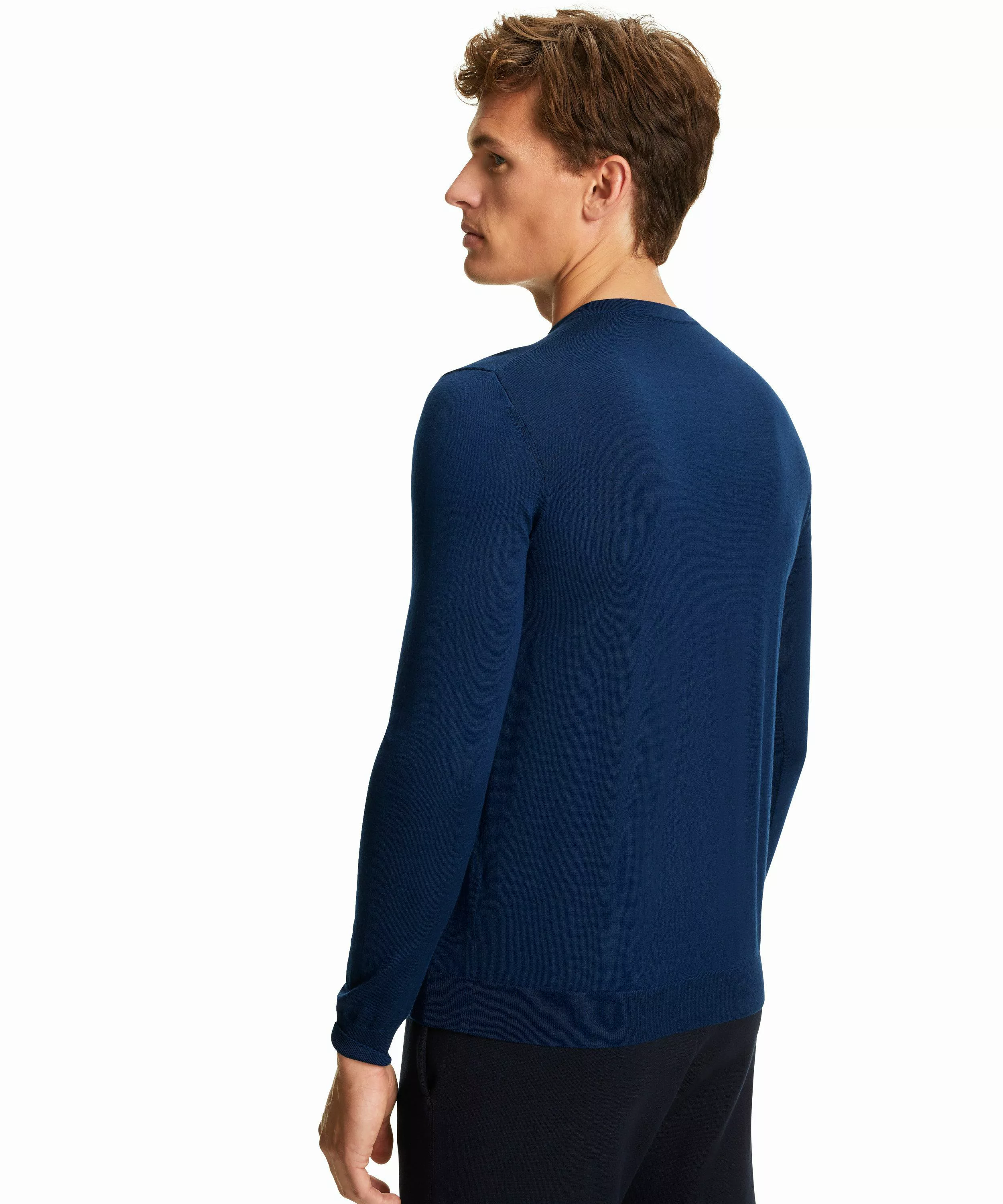 FALKE Herren Pullover V-Ausschnitt, XL, Blau, Uni, Schurwolle, 60176-611505 günstig online kaufen