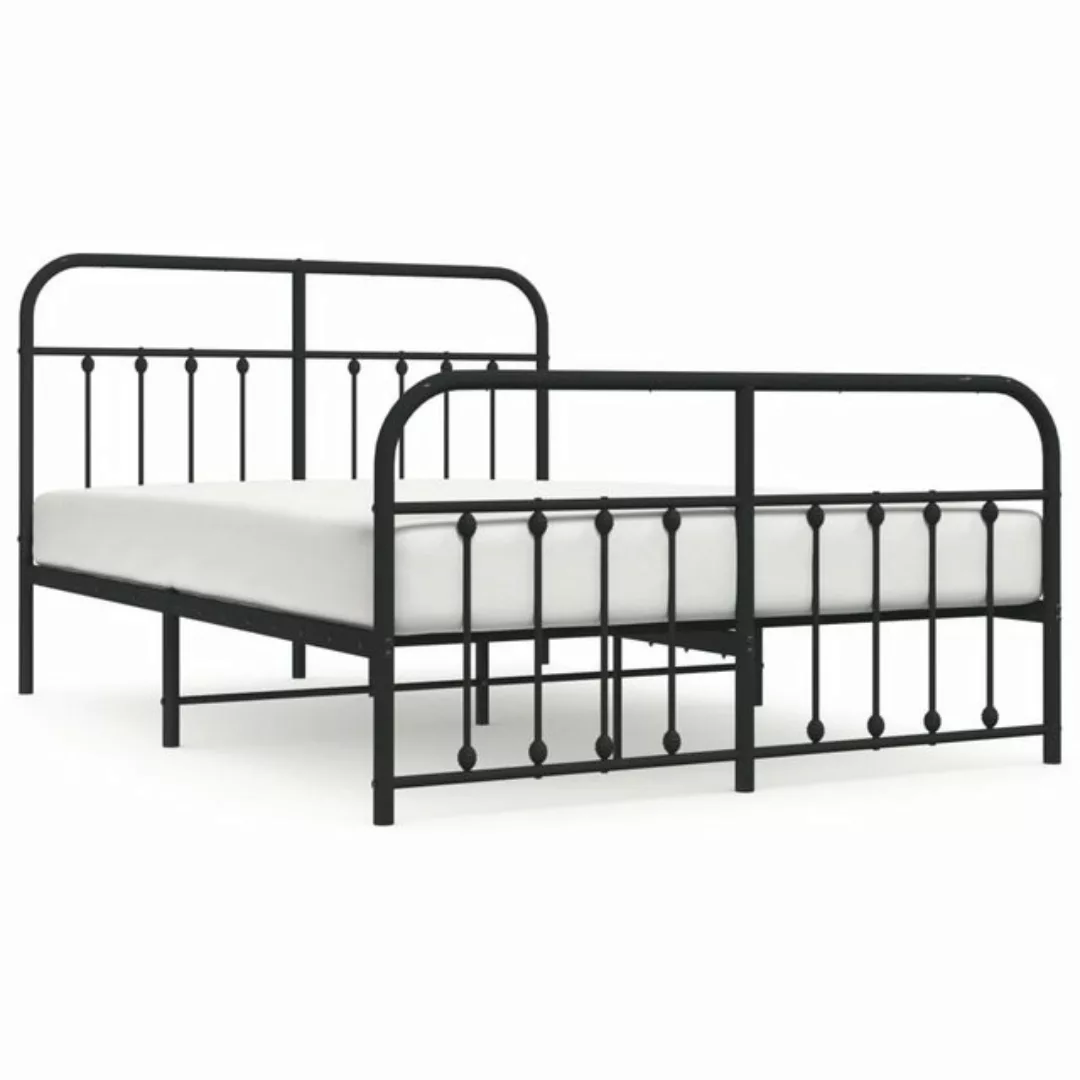 furnicato Bettgestell mit Kopf- und Fußteil Metall Schwarz 135x190 cm (1-tl günstig online kaufen