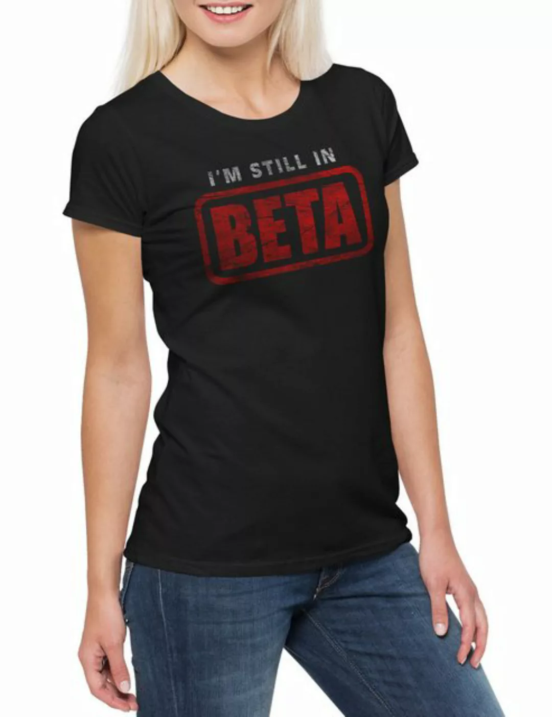 Urban Backwoods Print-Shirt I'm Still In Beta Damen T-Shirt Wlan Geek Nerd günstig online kaufen