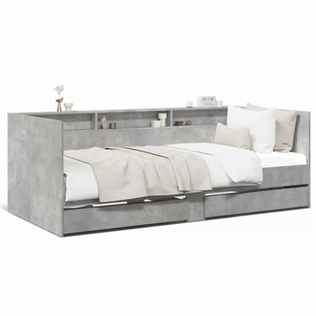 vidaXL Bett Tagesbett mit Schubladen Betongrau 90x190 cm Holzwerkstoff günstig online kaufen