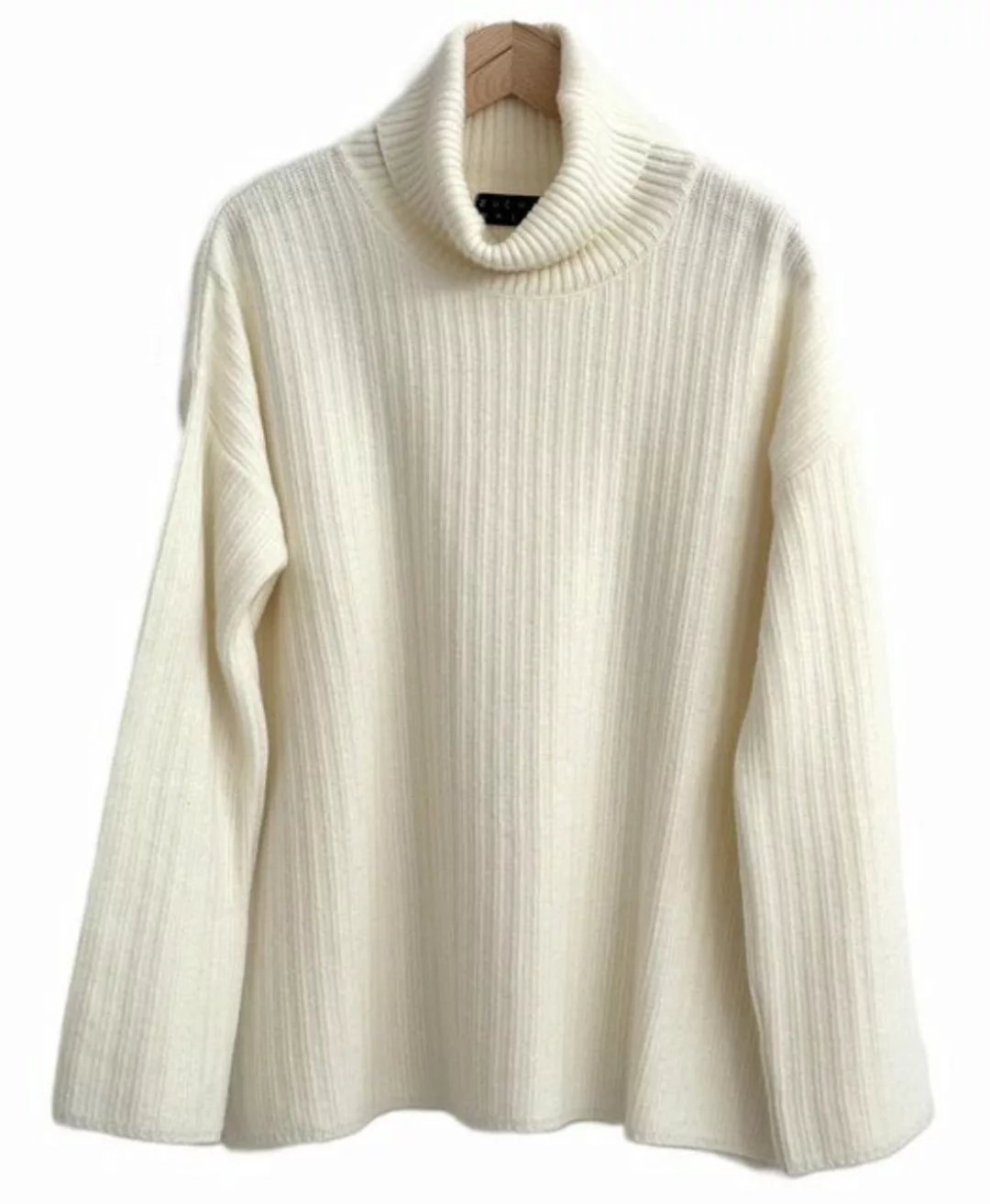 Zuckerwatte Rollkragenpullover Rippstrickoptik aus weicher Merino Cashmere günstig online kaufen