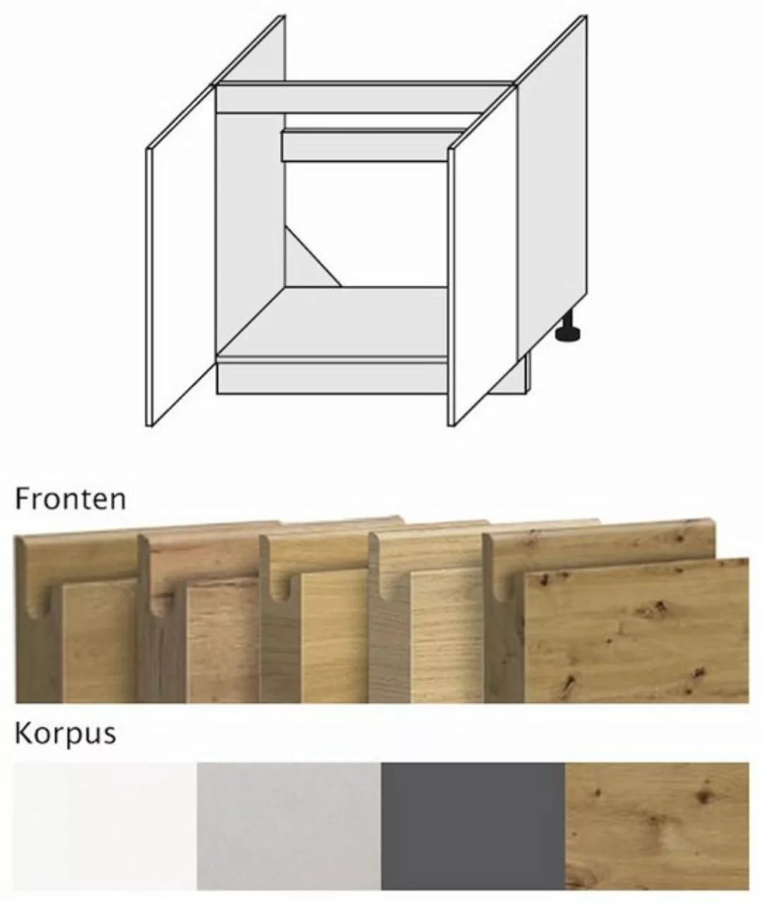 Feldmann-Wohnen Spülenunterschrank Arezzo (1-St) 80cm Front- und Korpusfarb günstig online kaufen