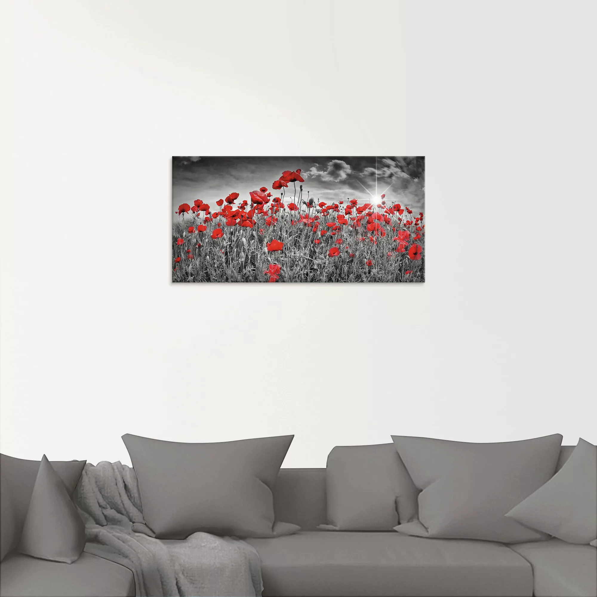 Artland Glasbild »Idyllisches Mohnblumenfeld mit Sonne«, Blumen, (1 St.), i günstig online kaufen