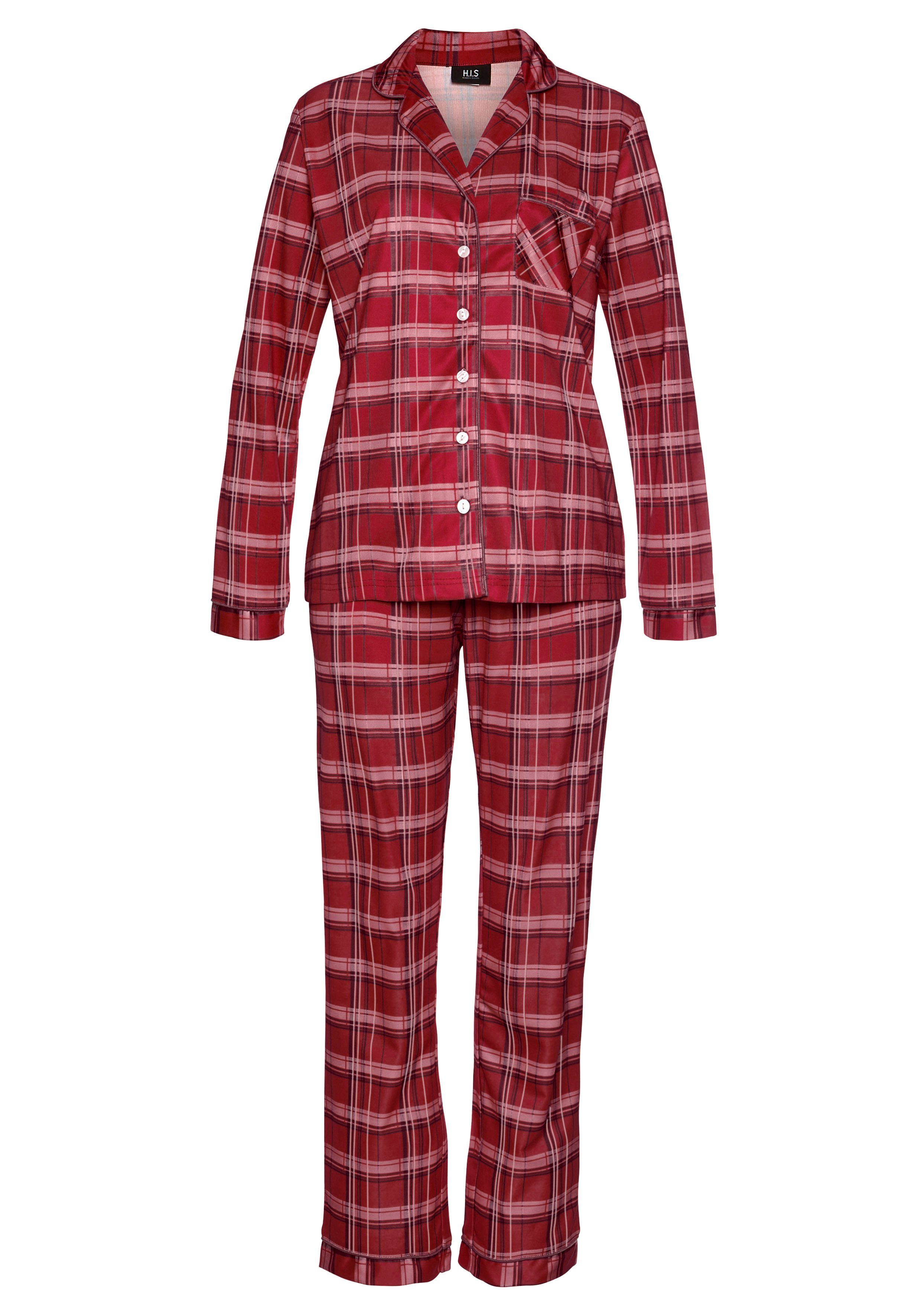 H.I.S Pyjama, (Set, 2 tlg.), aus Flanell mit Allover-Karomuster günstig online kaufen