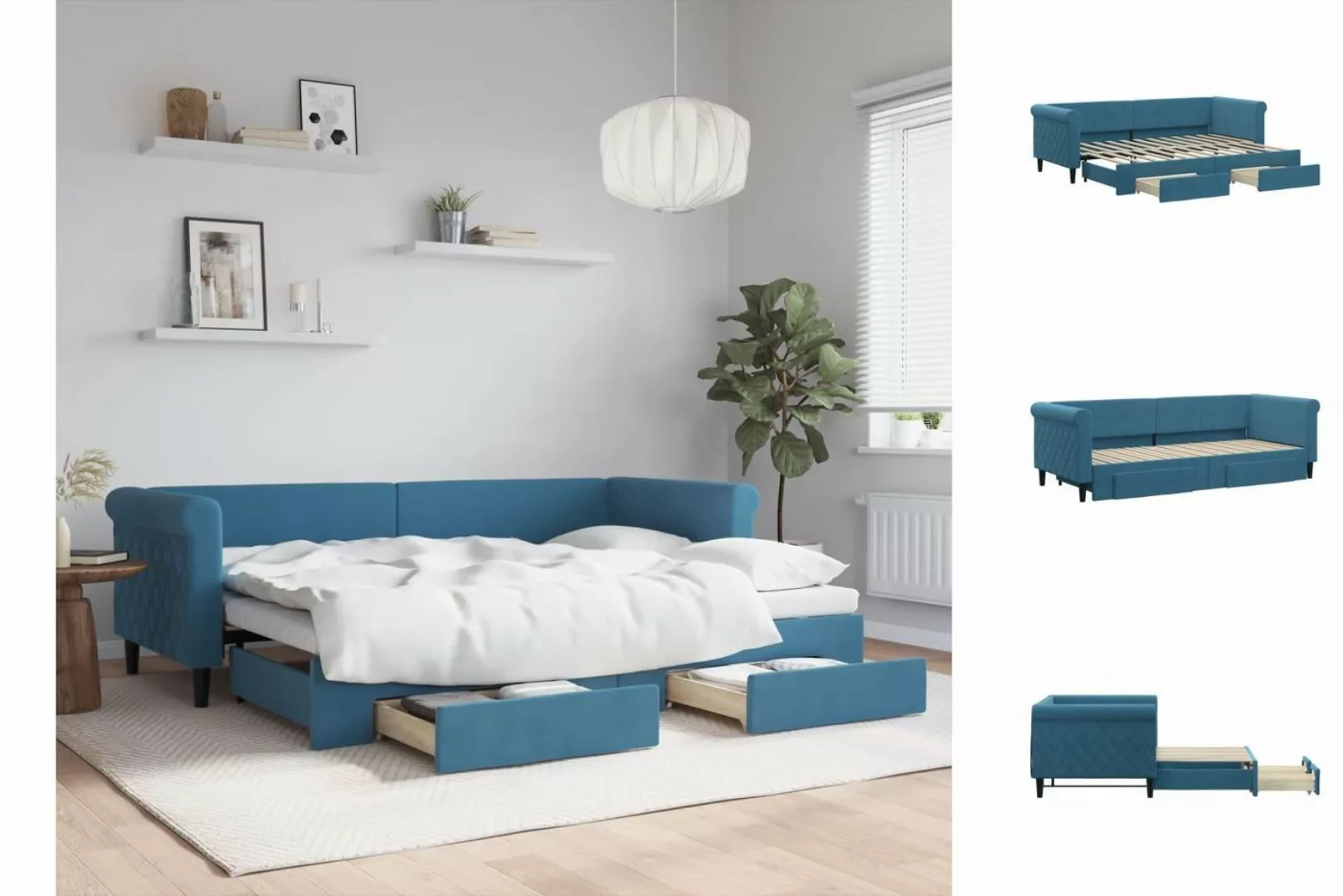 vidaXL Gästebett Gästebett Tagesbett Ausziehbar mit Schubladen Blau 80x200 günstig online kaufen