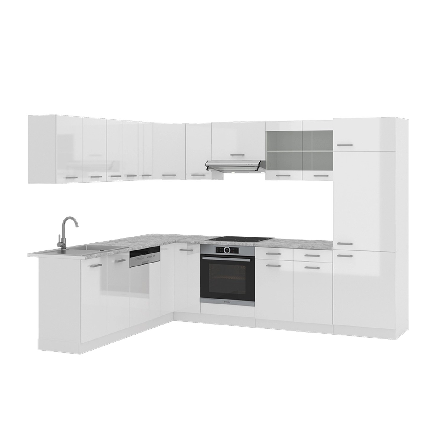 Vicco Winkelküche R-Line, Sonoma/Weiß, 227 x günstig online kaufen