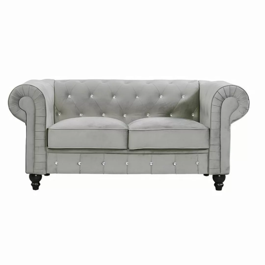 Xlmoebel 2-Sitzer Zweisitzer Chesterfield Polstersofa aus Stoff Grau, 1 Tei günstig online kaufen