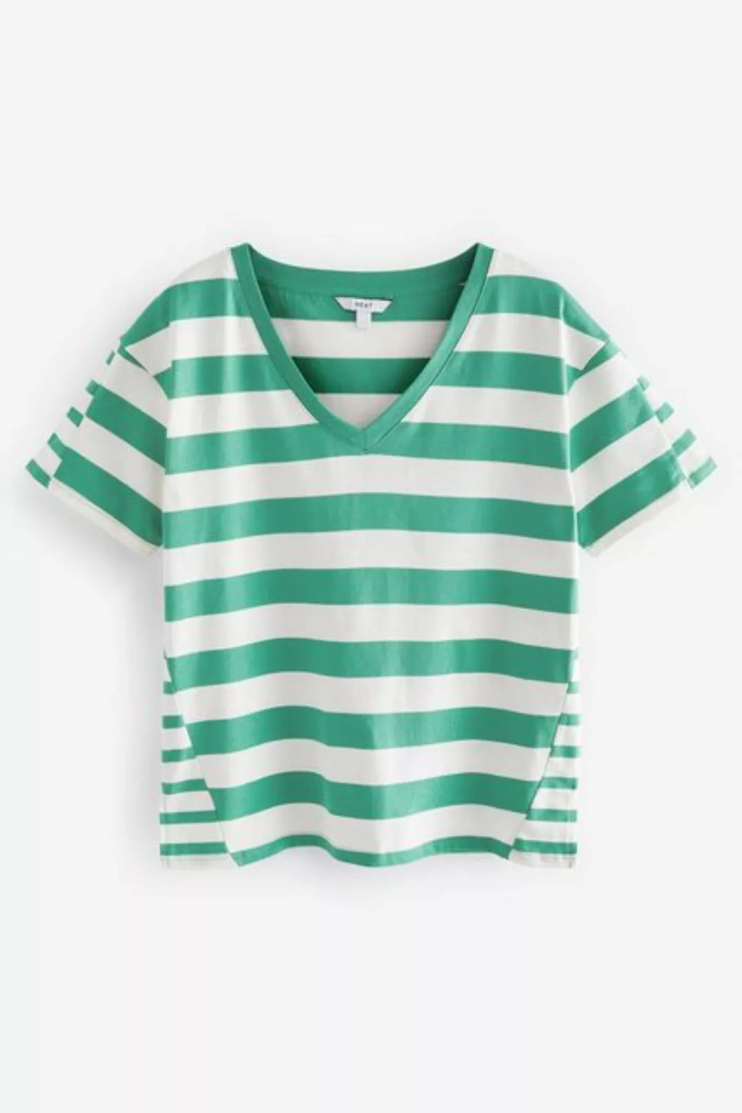 Next T-Shirt Kurzärmliges gestreiftes T-Shirt mit V-Ausschnitt (1-tlg) günstig online kaufen