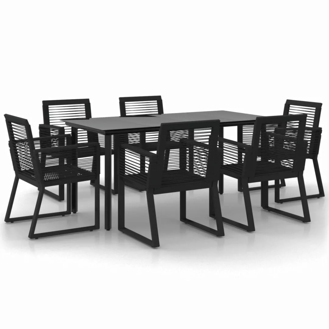 Vidaxl 7-tlg. Garten-essgruppe Schwarz Pvc-rattan günstig online kaufen