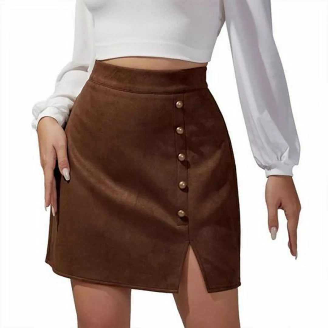 KIKI Minirock Damenrock aus massivem Wildleder mit hoher Taille günstig online kaufen