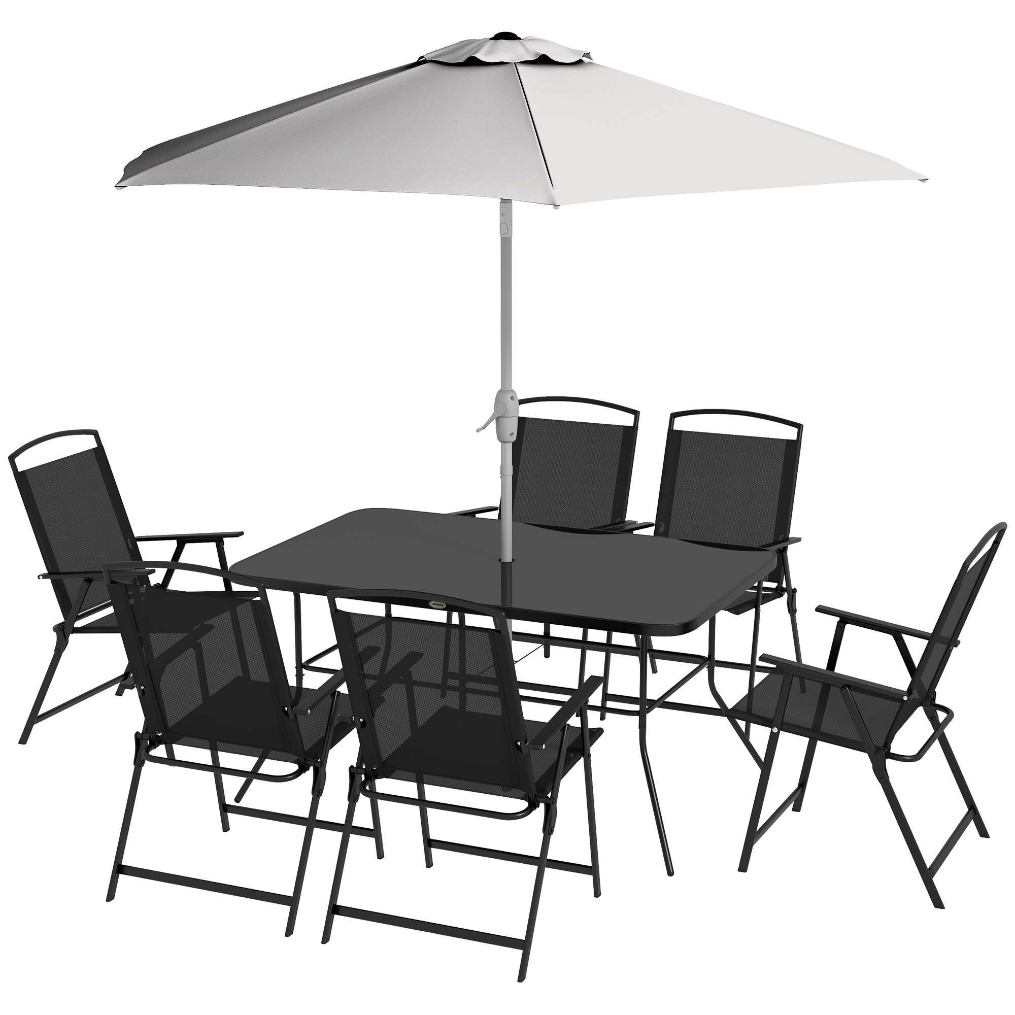 Outsunny Gartenmöbel-Set 8-teilig mit großem Sonnenschirm, Tisch 140L x 90B günstig online kaufen