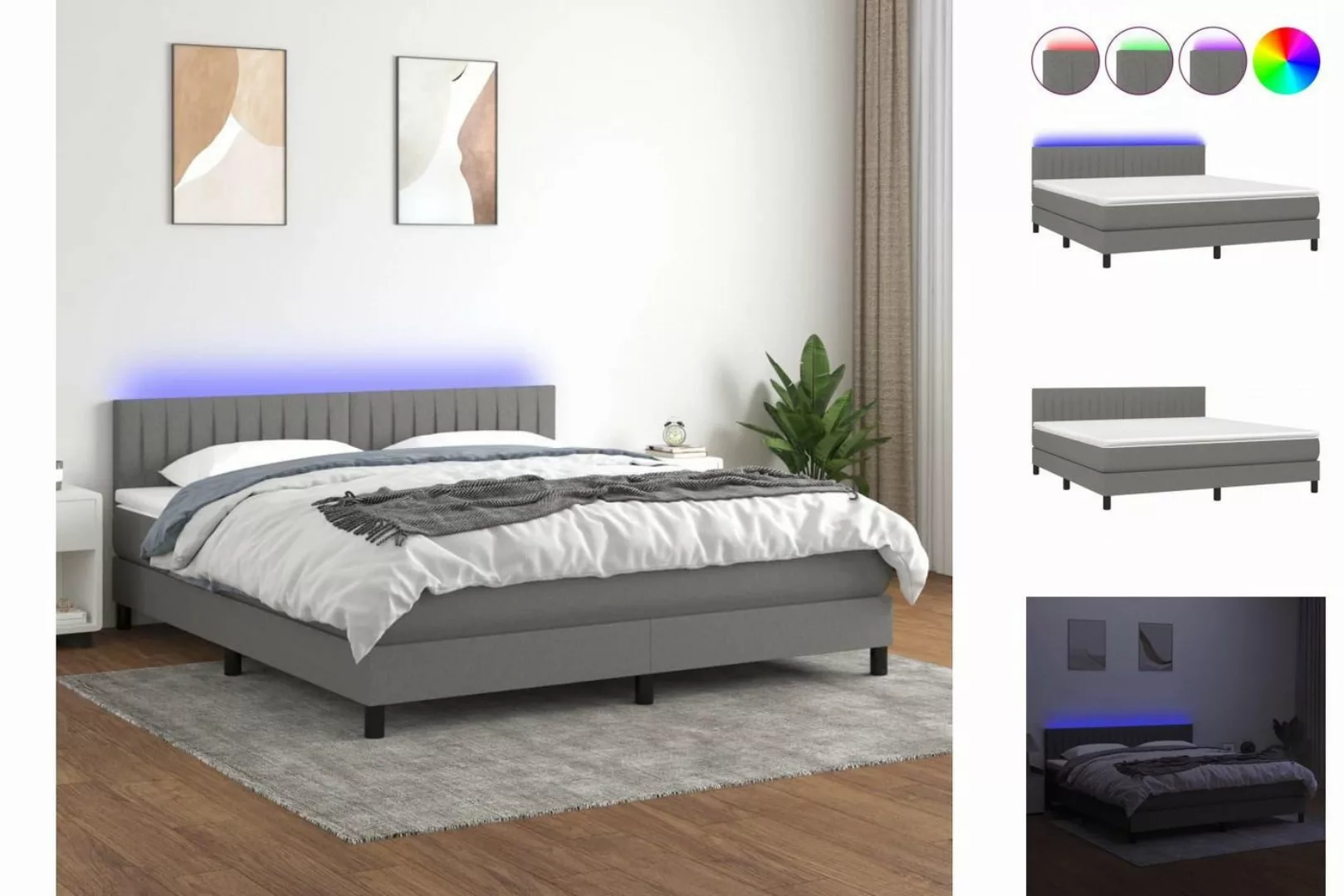 vidaXL Boxspringbett Bett Boxspringbett komplett mit Matratze & LED Stoff ( günstig online kaufen