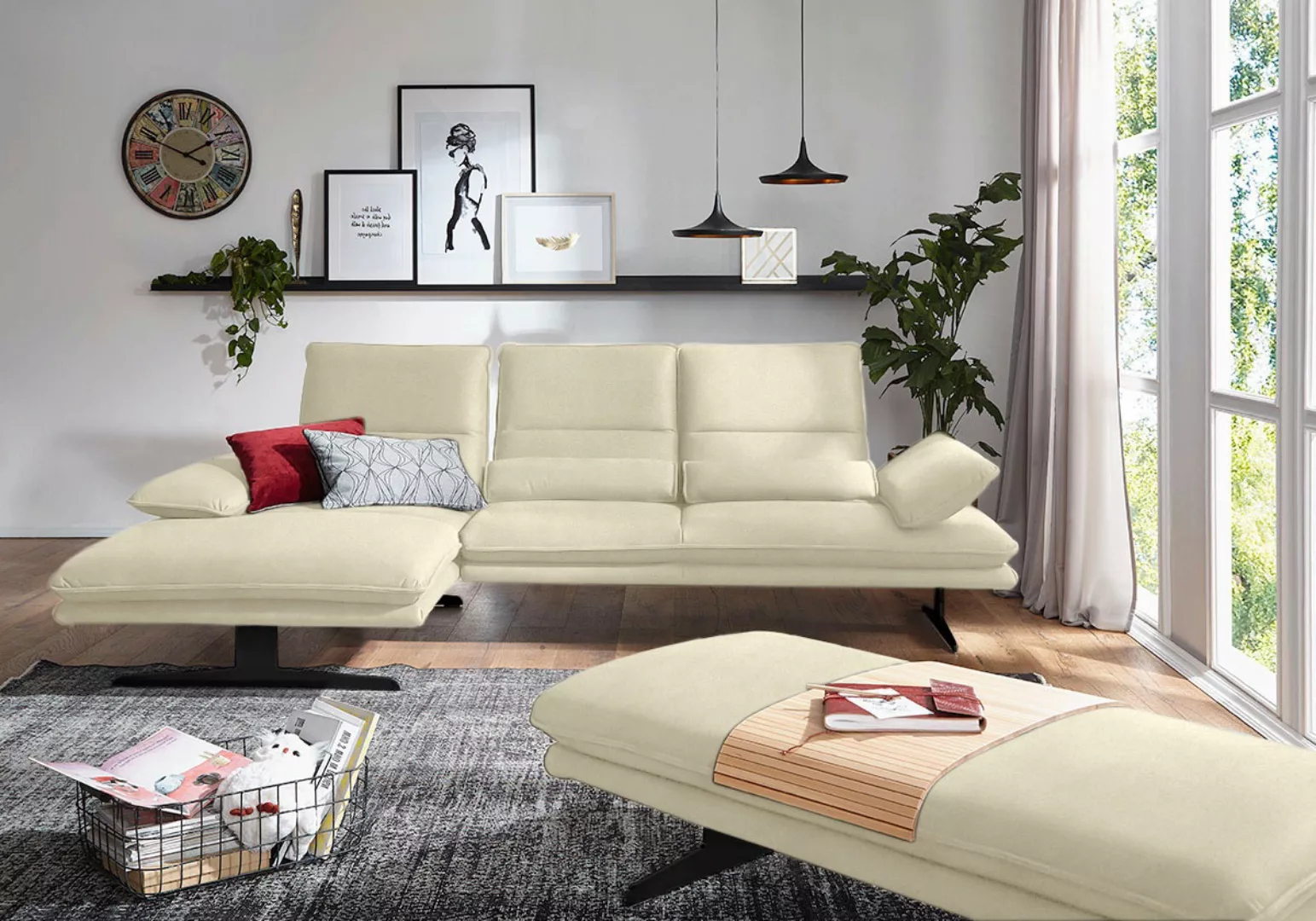 W.SCHILLIG Ecksofa "broadway, Designsofa mit tollem Sitzkomfort, L-Form", S günstig online kaufen