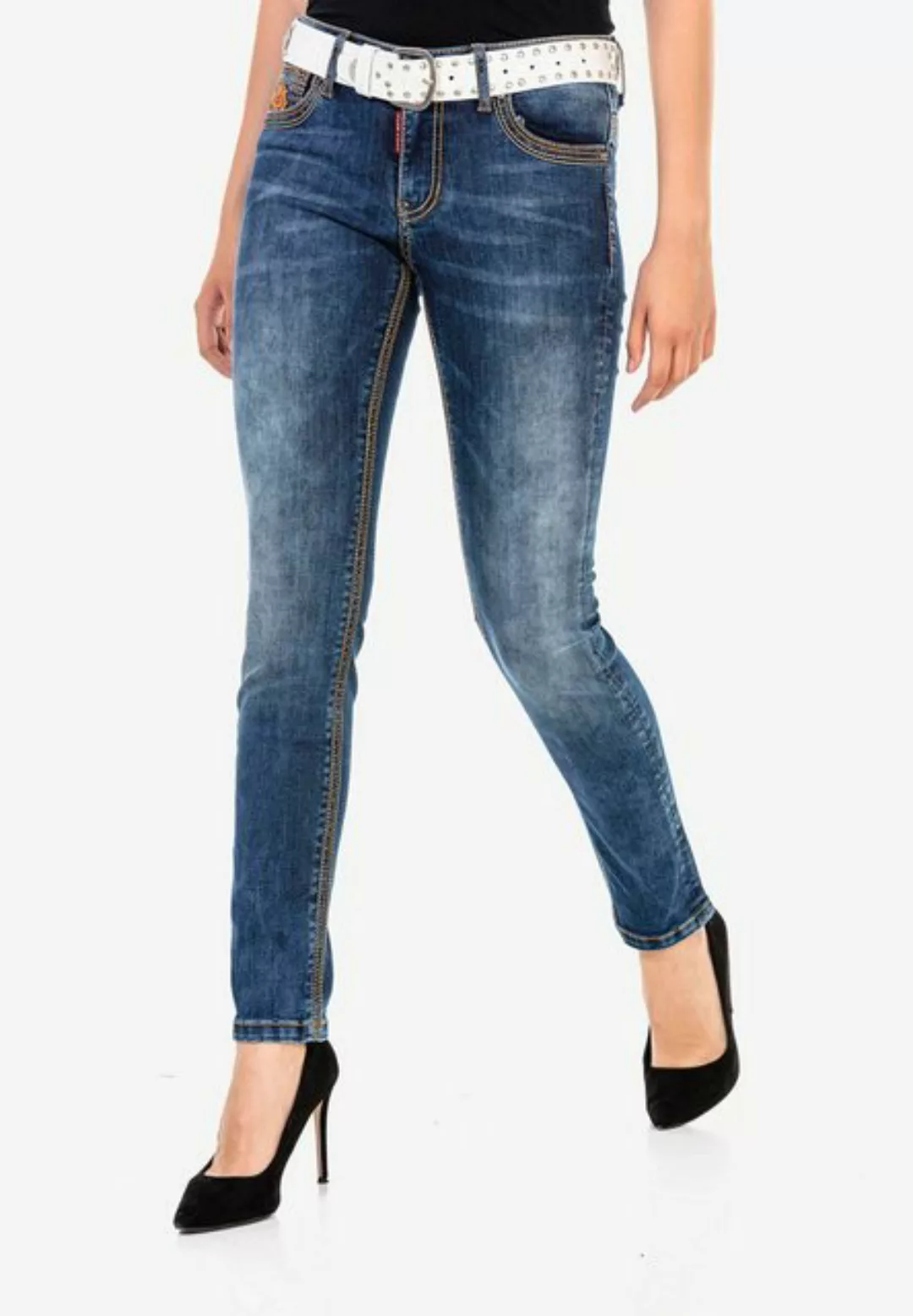 Cipo & Baxx Slim-fit-Jeans, mit trendigen Ziernähten günstig online kaufen