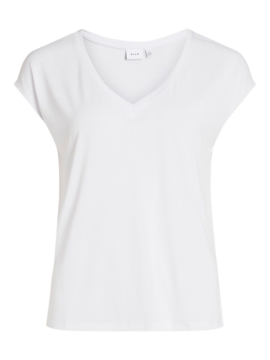 Vila T-Shirt T-Shirt Basic V-Neck Oberteil VIMODALA 6025 in Weiß günstig online kaufen