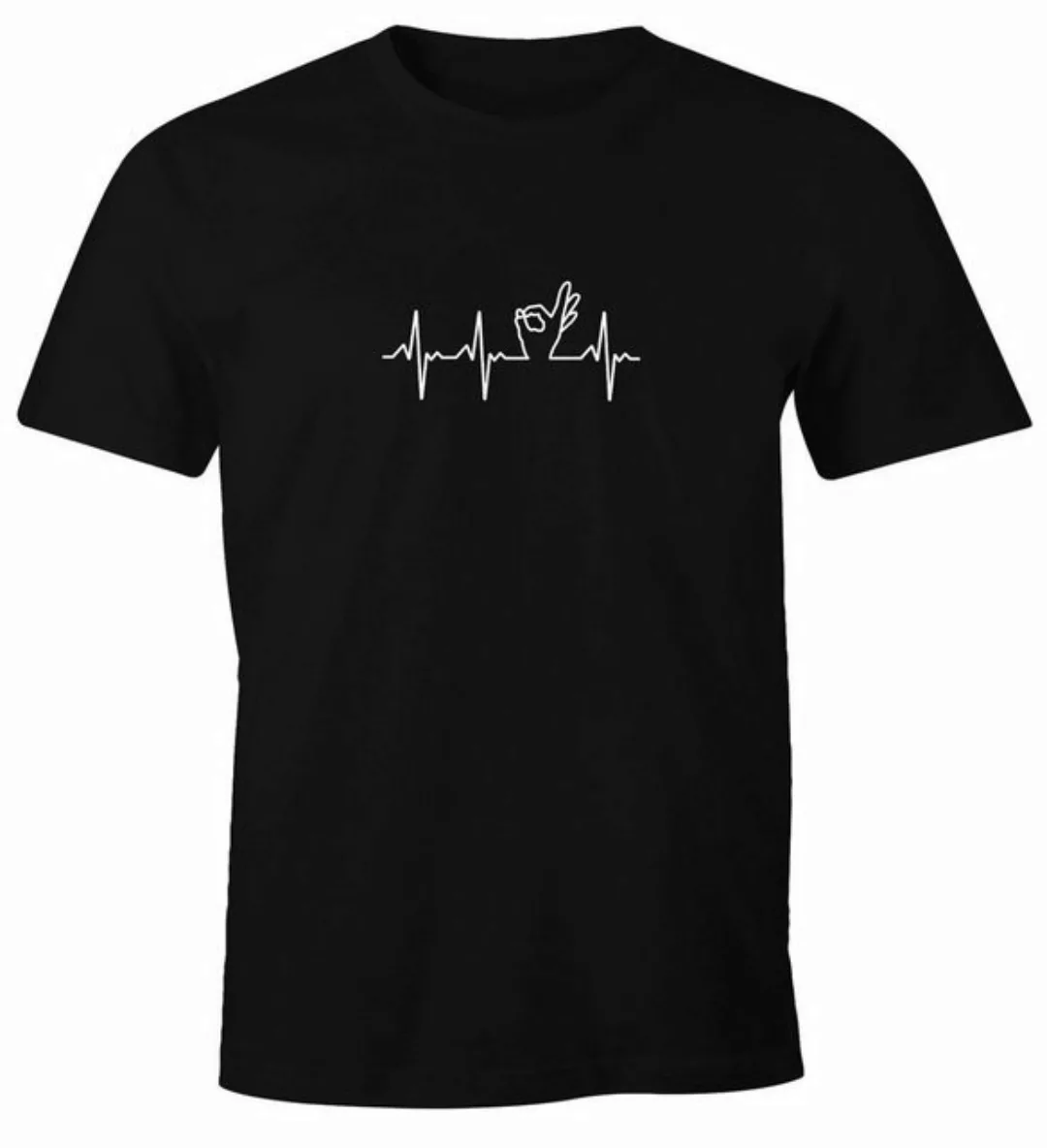 MoonWorks Print-Shirt Herren T-Shirt Aufdruck Handzeichen Reingeschaut Loch günstig online kaufen