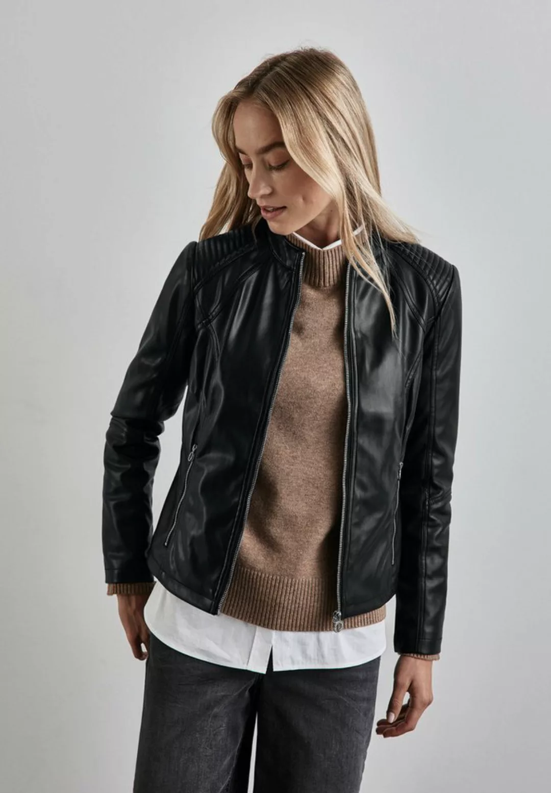 STREET ONE Lederjacke mit Stehkragen günstig online kaufen