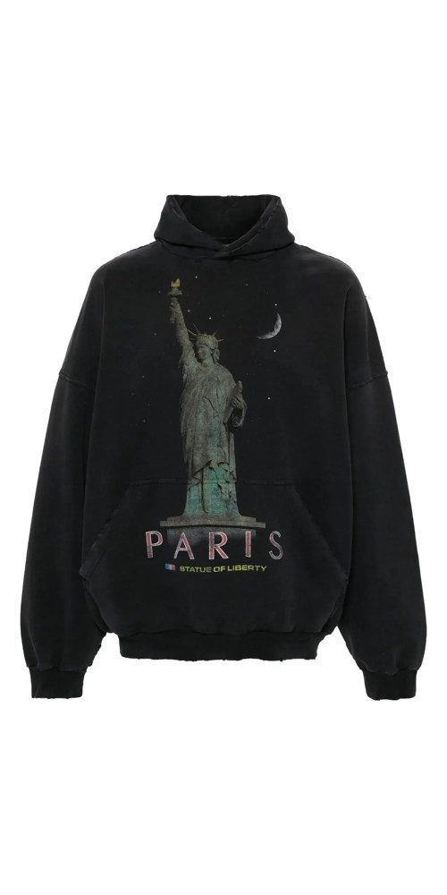 Balenciaga Rundhalspullover Balenciaga Paris Liberty distressed günstig online kaufen