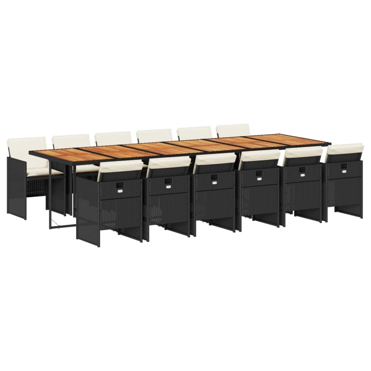 vidaXL 13-Tlg Garten-Essgruppe mit Kissen Schwarz Poly Rattan 3210591 günstig online kaufen