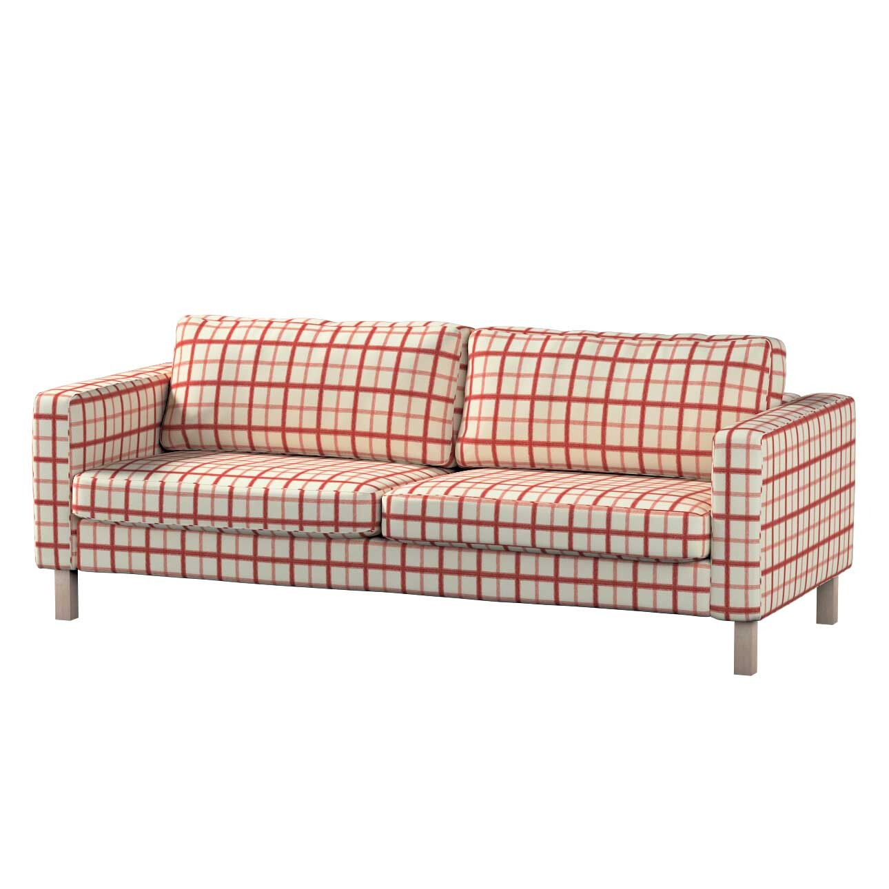 Bezug für Karlstad 3-Sitzer Sofa nicht ausklappbar, kurz, rot-creme, Bezug günstig online kaufen