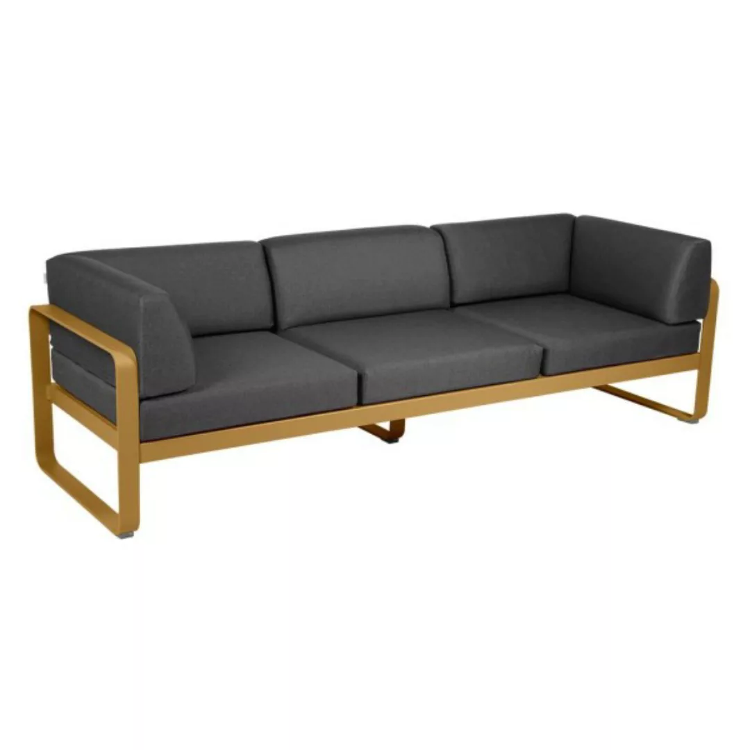 Bellevie 3-Sitzer Club Sofa Outdoor D2 Lebkuchen A3 Graphitgrau günstig online kaufen