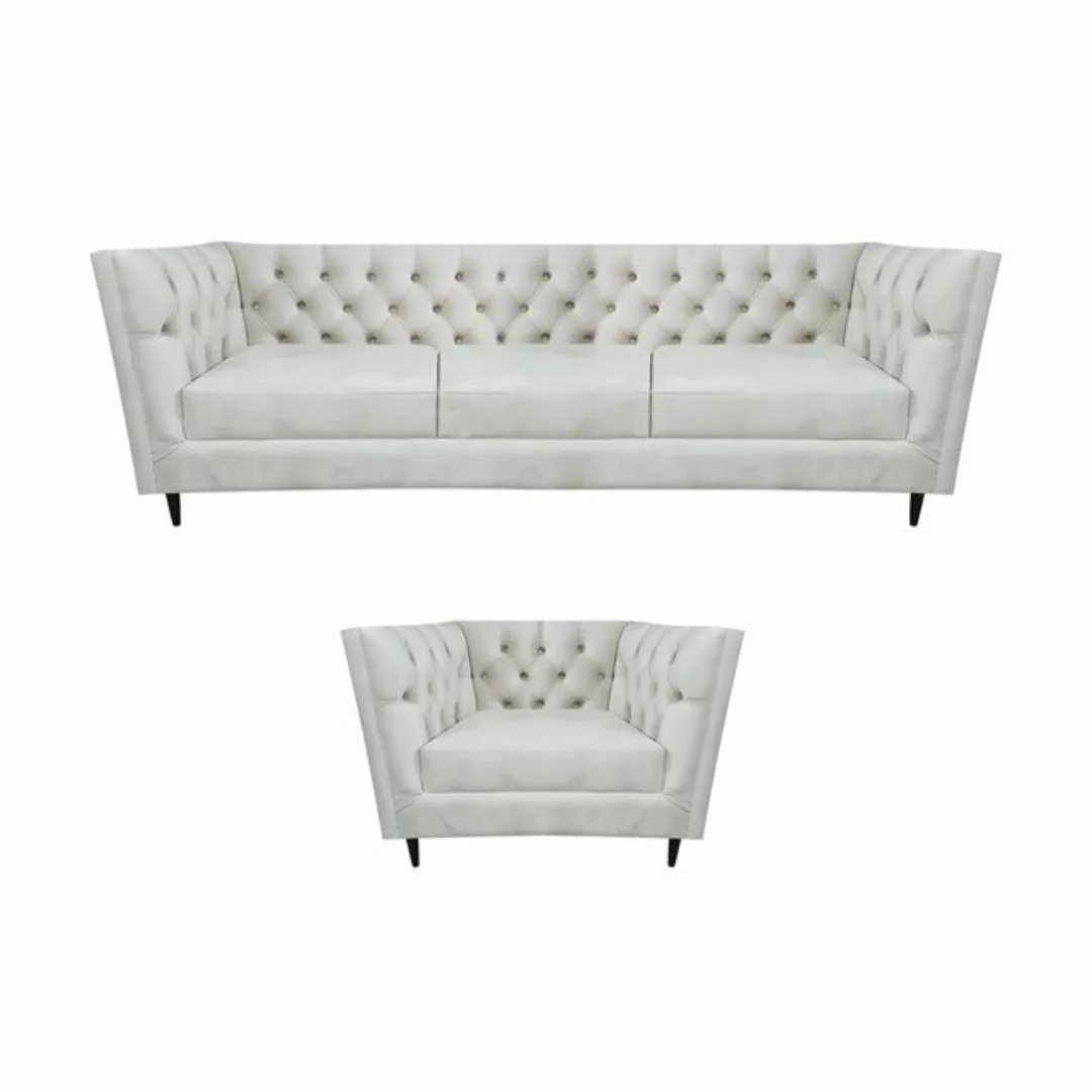 JVmoebel Chesterfield-Sofa Sofa Dreisitze Couch Design Leder Sessel Polster günstig online kaufen