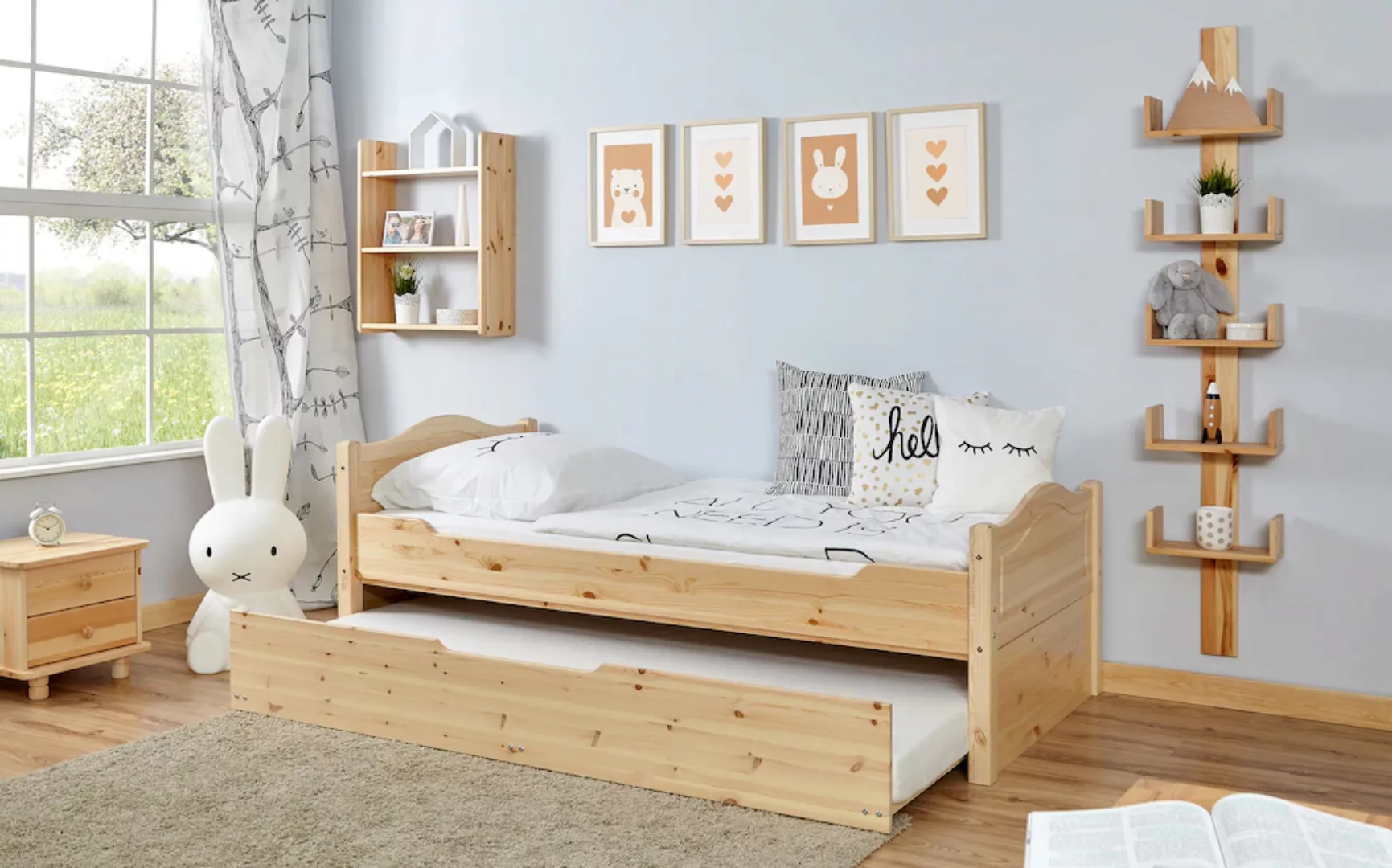 Ticaa Jugendbett "Leni", Einzelbett, inkl. Zusatzbett und Rollrost günstig online kaufen