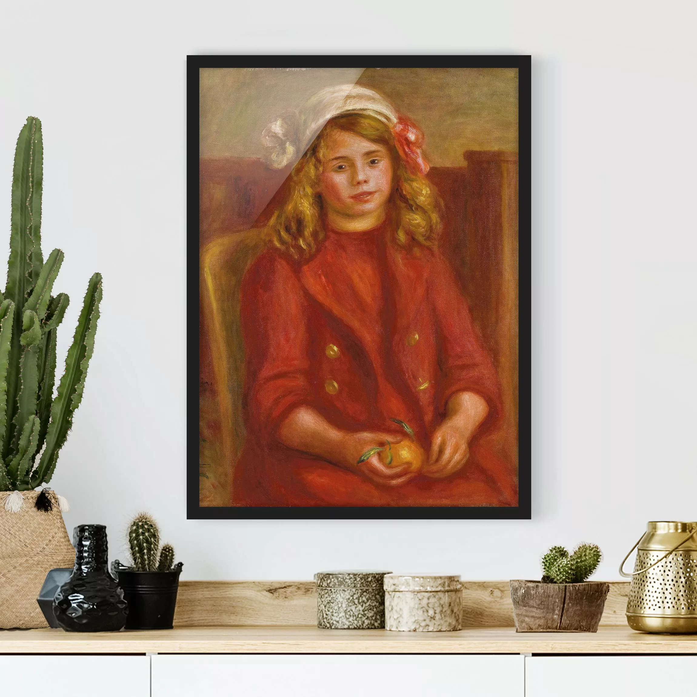Bild mit Rahmen Kunstdruck - Hochformat Auguste Renoir - Junges Mädchen mit günstig online kaufen