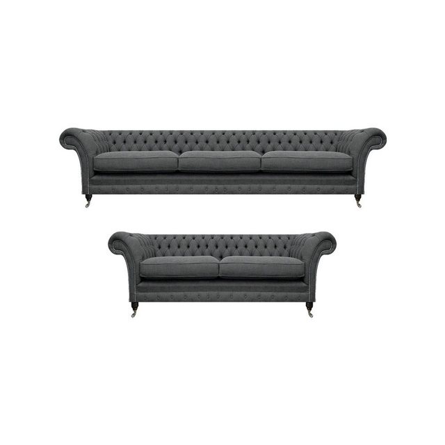 Xlmoebel Sofa Luxuriöses Chesterfield-Sofa-Set in Grau für das komplette Wo günstig online kaufen