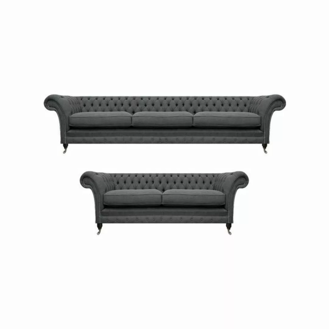 Xlmoebel Sofa Luxuriöses Chesterfield-Sofa-Set in Grau für das komplette Wo günstig online kaufen