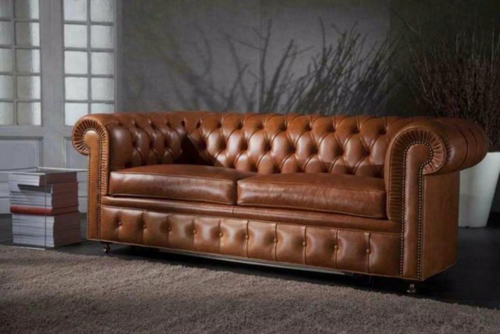 JVmoebel 3-Sitzer Design Chesterfield Sofagarnitur 3-Sitzer Leder Couch Pol günstig online kaufen
