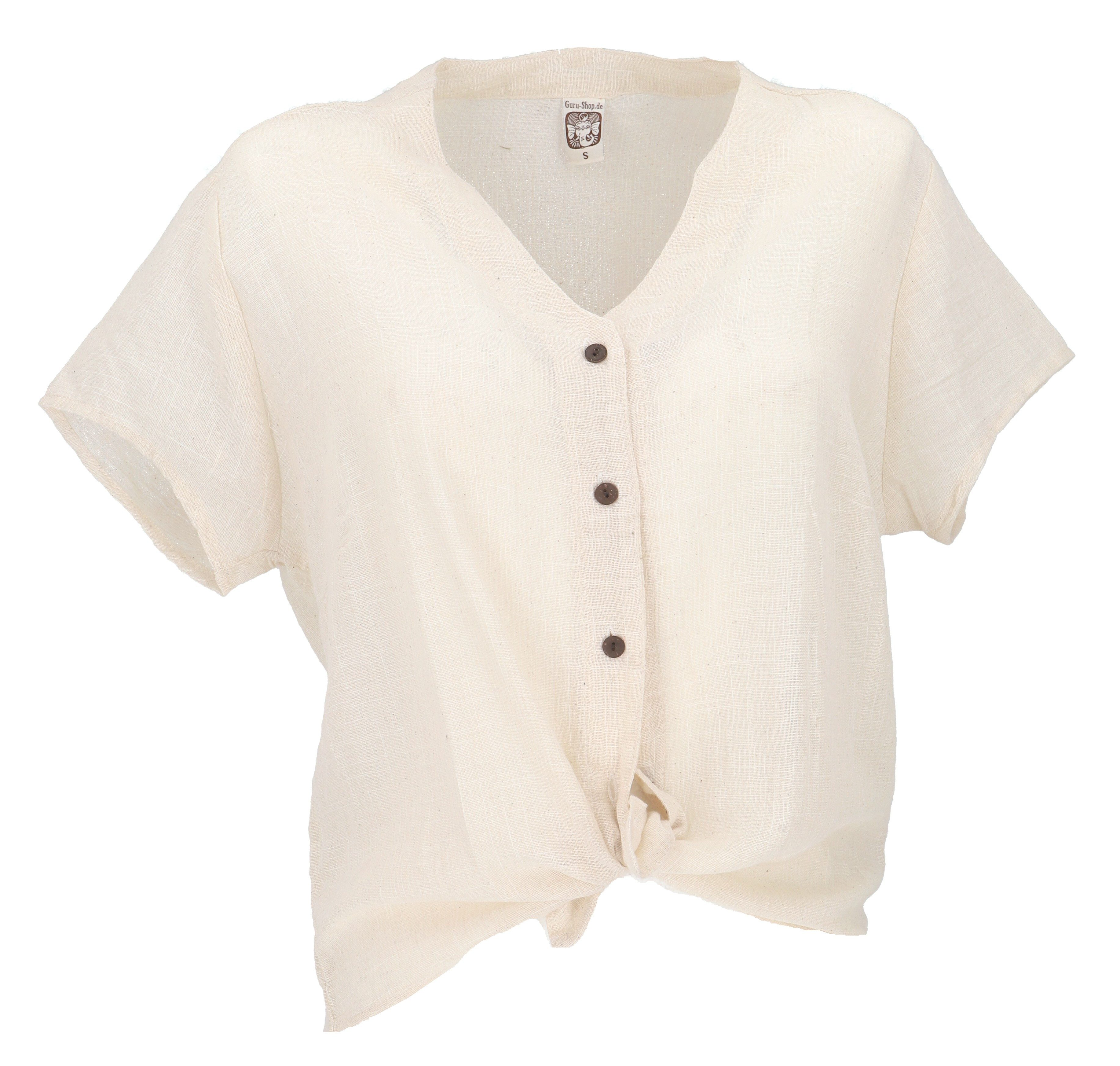Guru-Shop Longbluse Luftiges Basic Blusentop, Kurzarm günstig online kaufen