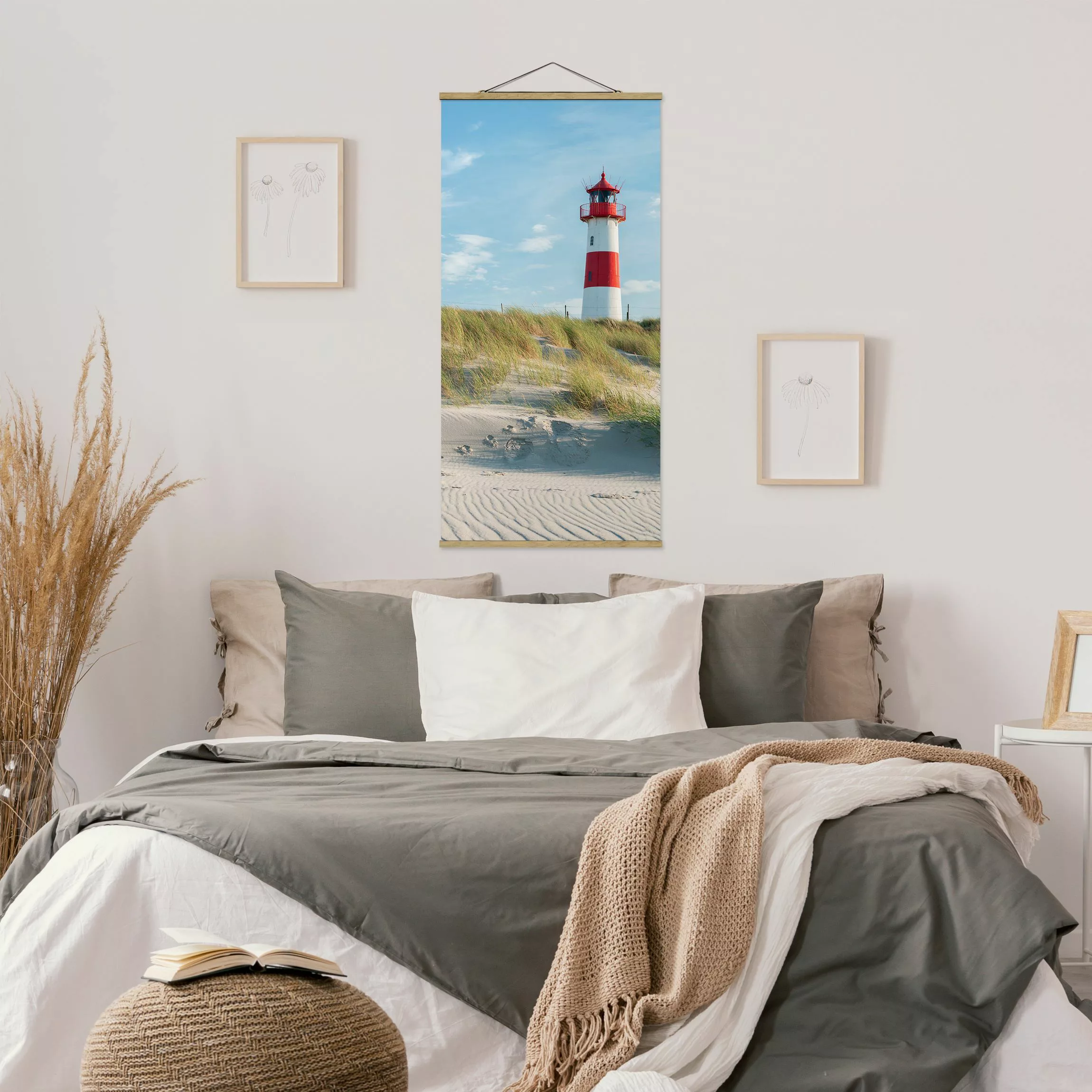 Stoffbild mit Posterleisten Leuchtturm an der Nordsee günstig online kaufen