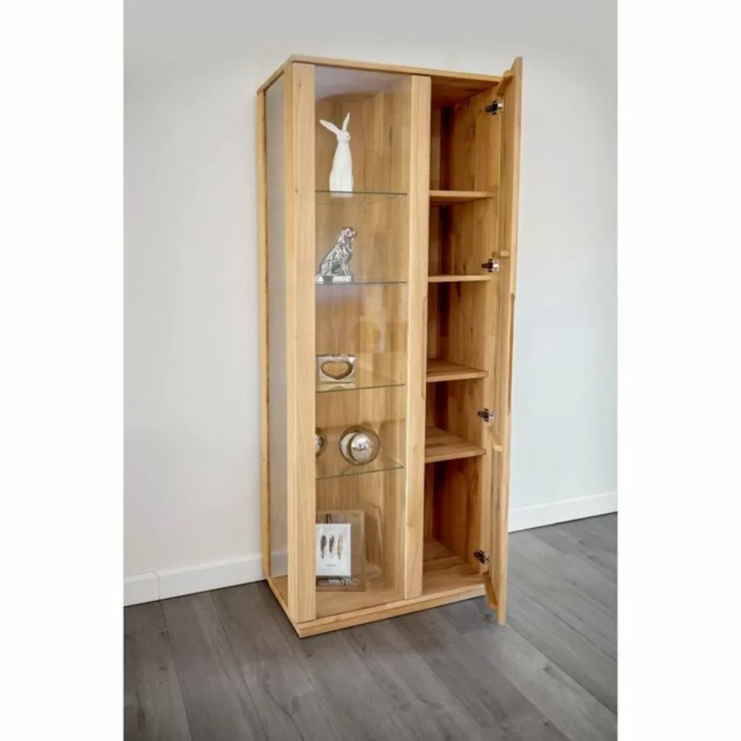 Mayaadi Home Glasvitrine Vitrine Abaro Wildeiche Bianco geölt Schrank Vollh günstig online kaufen