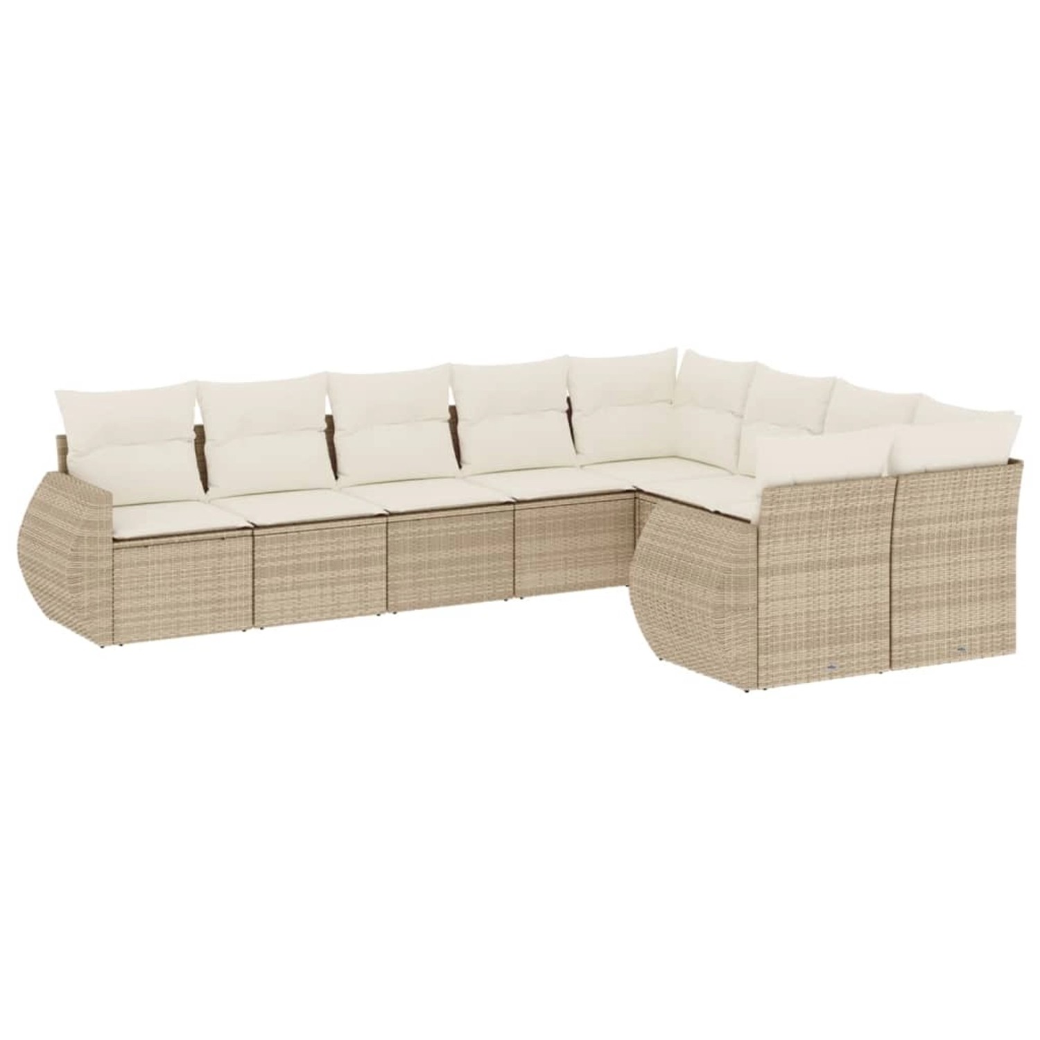 vidaXL 9-Tlg Garten-Sofagarnitur mit Kissen Beige Poly Rattan 3254175 günstig online kaufen