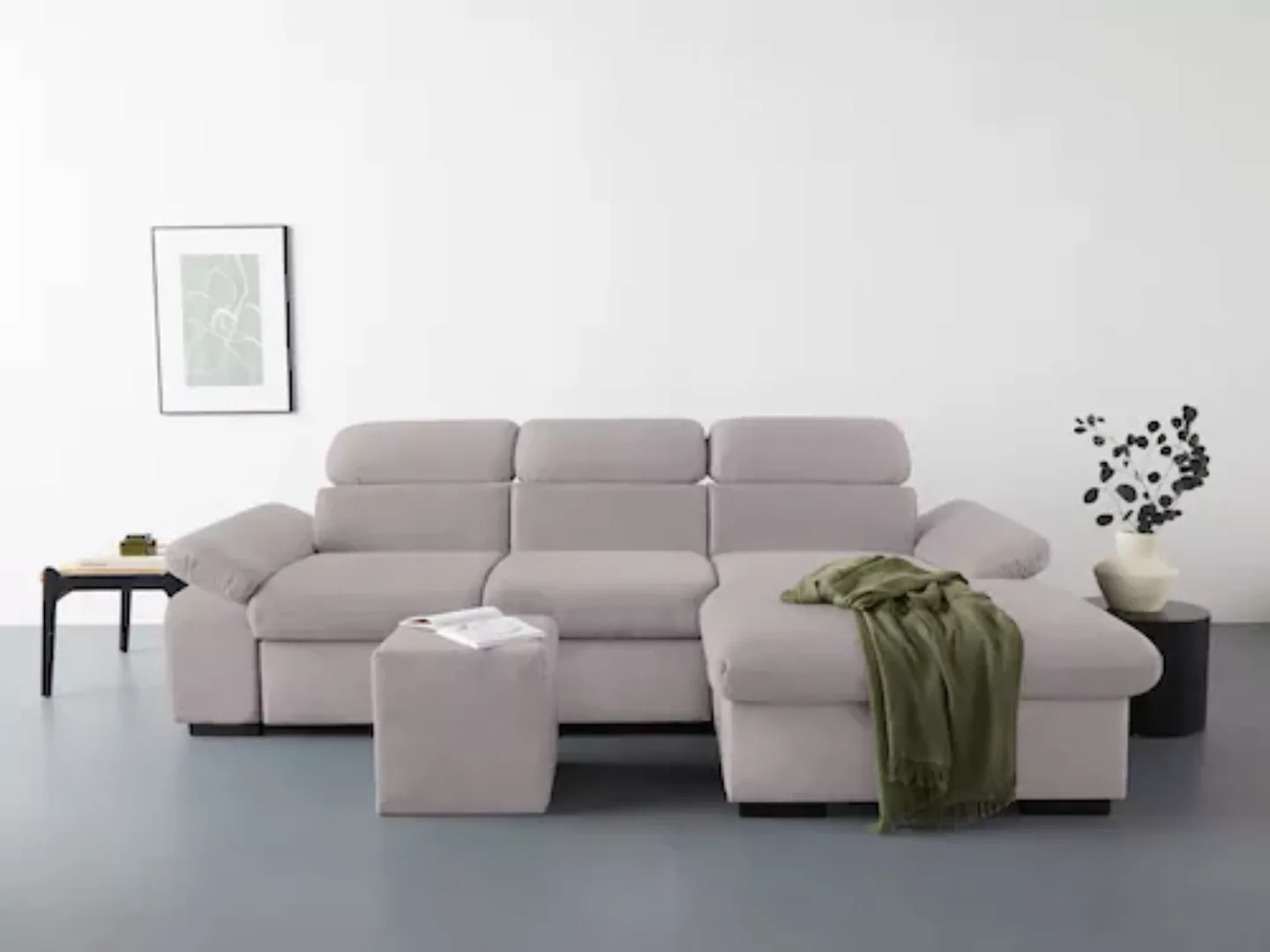 COTTA Ecksofa »Lola L-Form«, (Set, mit Hocker), mit Hocker & Kopfteilfunkti günstig online kaufen