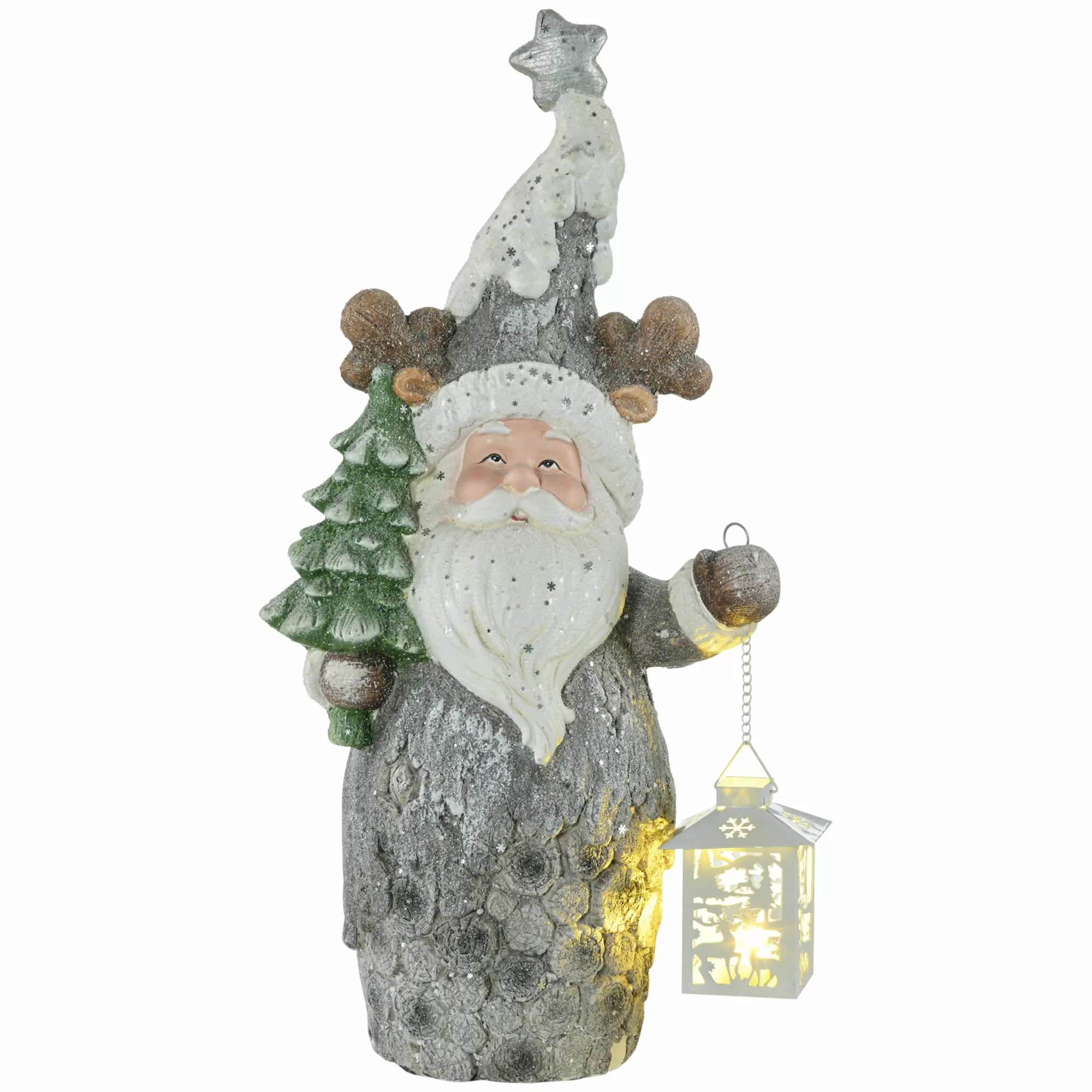 HOMCOM Weihnachtsdeko Figur, Weihnachtsmann mit Weihnachtsbaum und Laterne, günstig online kaufen