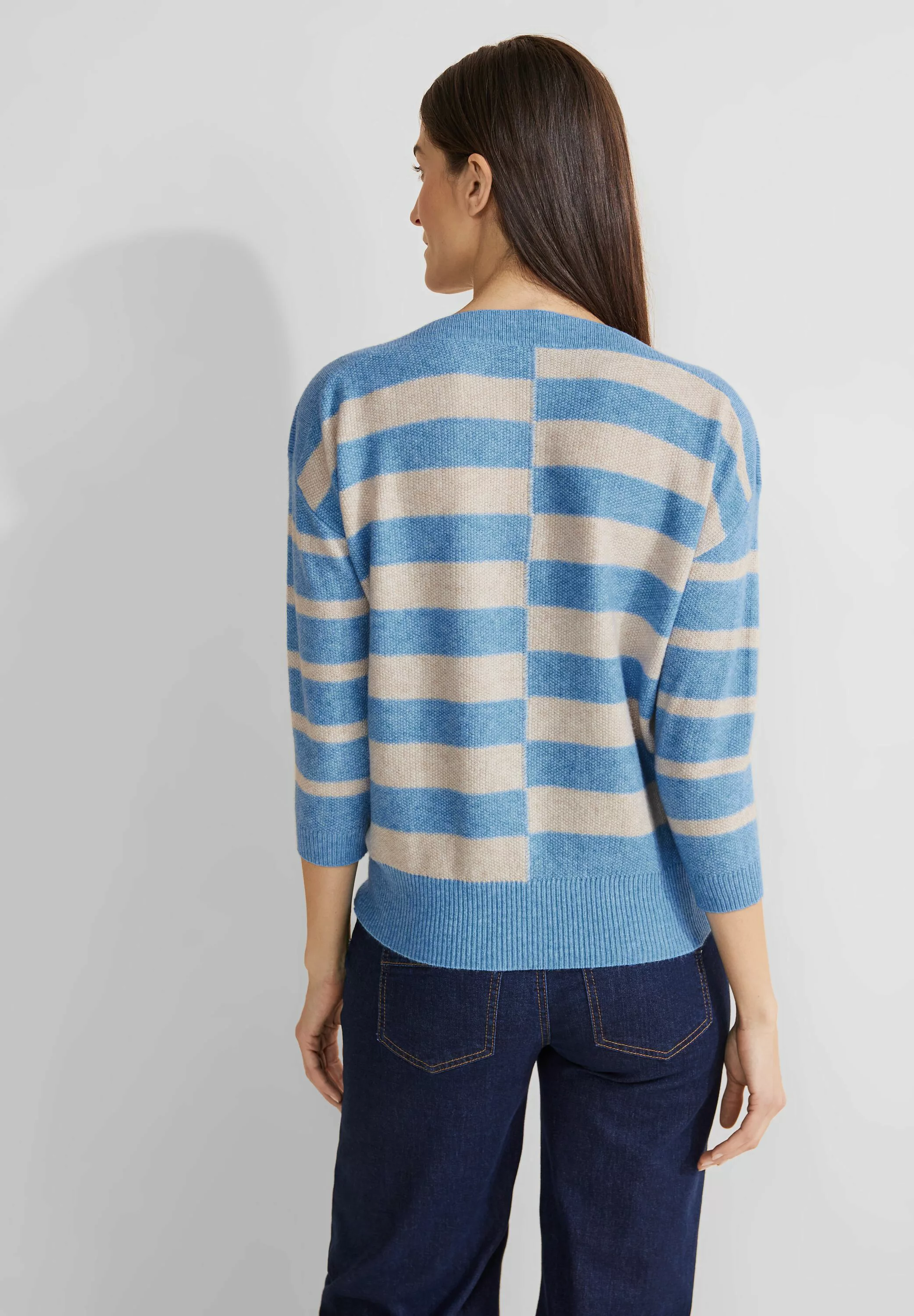 STREET ONE Streifenpullover Striped U-Boat mit 3/4 Arm und U-Boot-Ausschnit günstig online kaufen