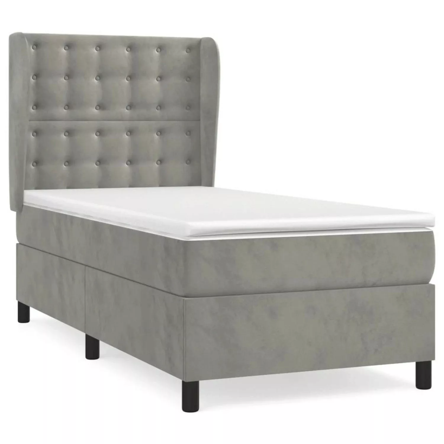vidaXL Boxspringbett mit Matratze Hellgrau 90x200 cm Samt1395742 günstig online kaufen
