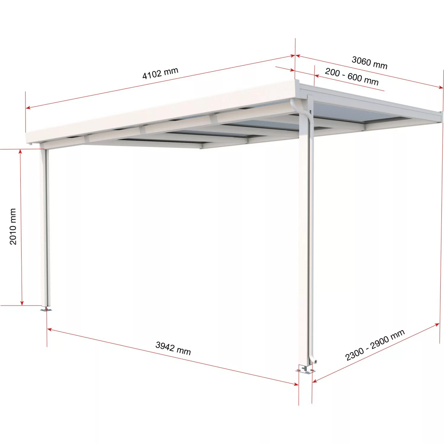 Terrassenüberdachung Premium Bausatz (BxT) 410 cm x 306 cm Weiß günstig online kaufen