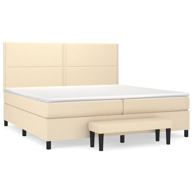 vidaXL Bettgestell Boxspringbett mit Matratze Creme 200x200 cm Stoff Bett B günstig online kaufen