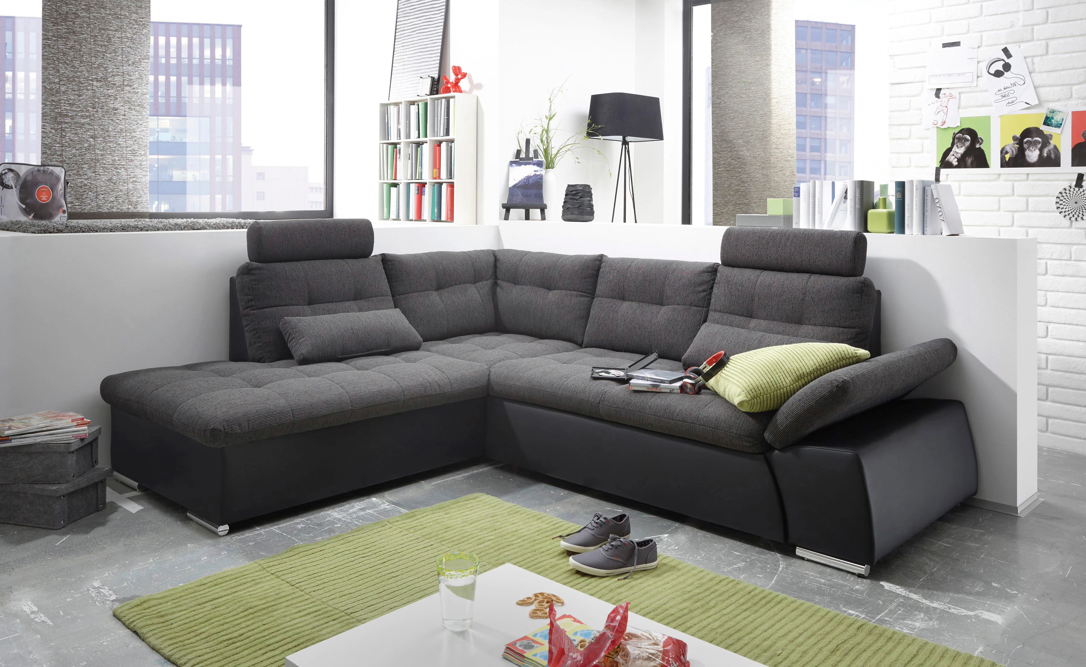 ED EXCITING DESIGN Ecksofa "Jakarta L-Form", mit Bettfunktion, Armteilverst günstig online kaufen