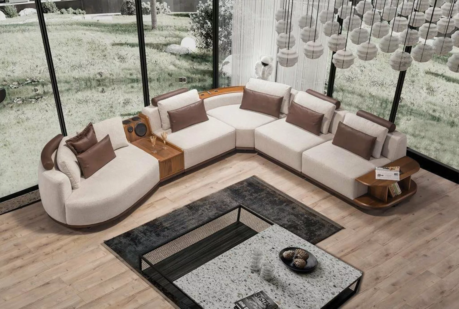 JVmoebel Ecksofa Beiges Wohnzimmer Ecksofa Exklusive L-Form Couch Modernes günstig online kaufen