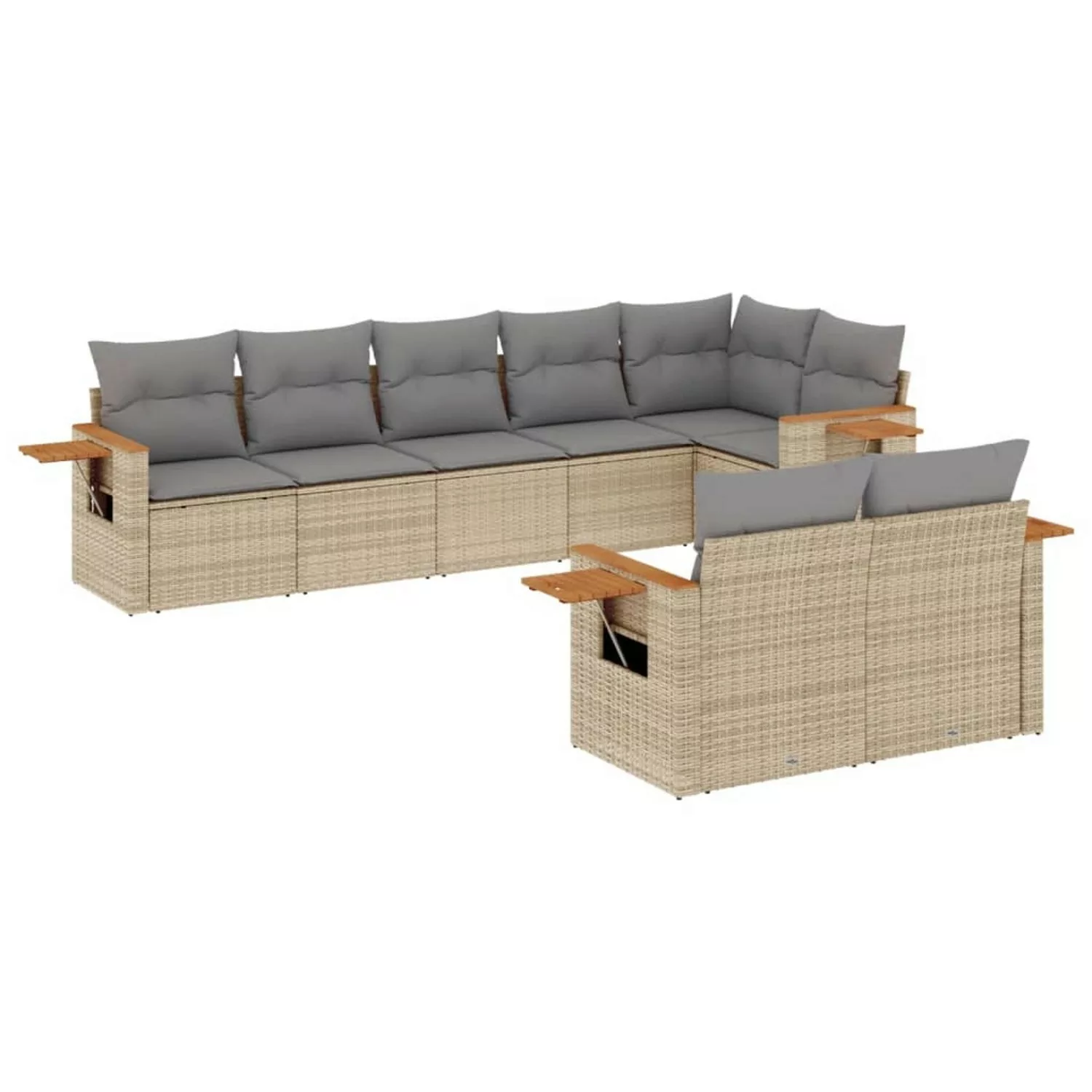 vidaXL 8-tlg Garten-Sofagarnitur mit Kissen Beige Poly Rattan Modell 114 günstig online kaufen